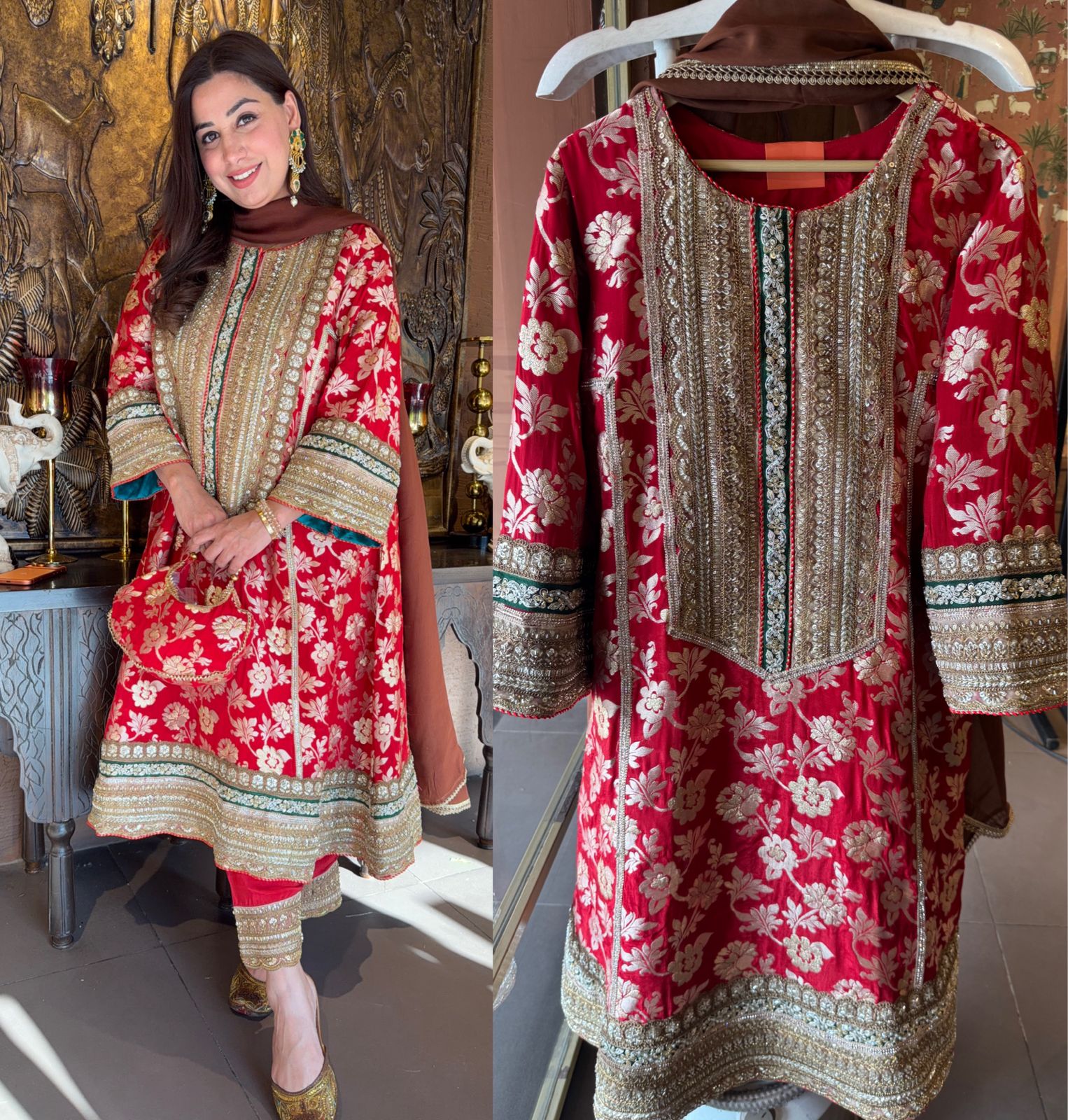 PURE BANARSI SILK BROCADE  ANARKALI SUIT