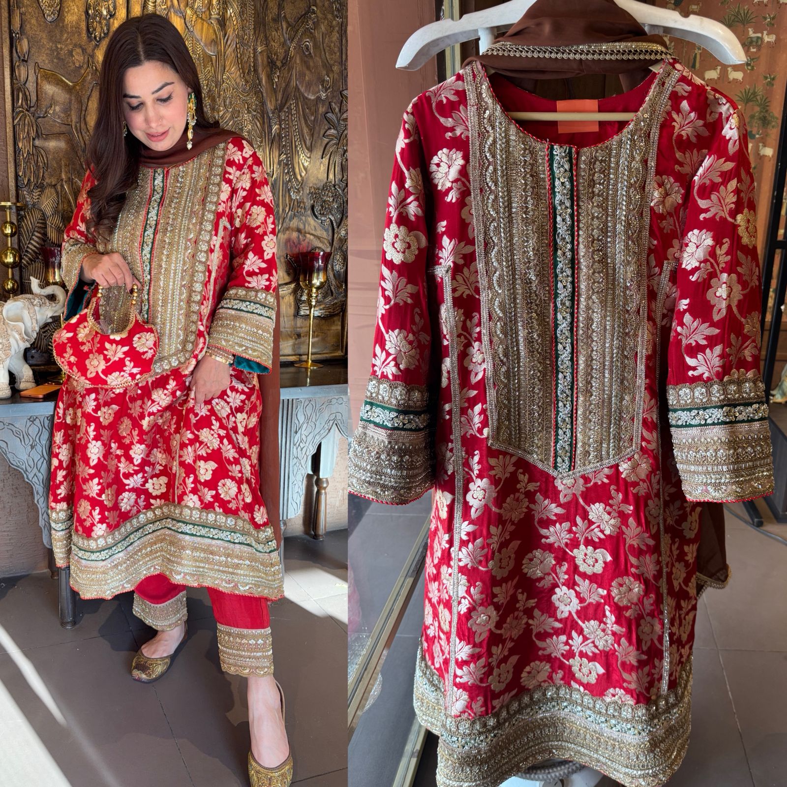 PURE BANARSI SILK BROCADE  ANARKALI SUIT