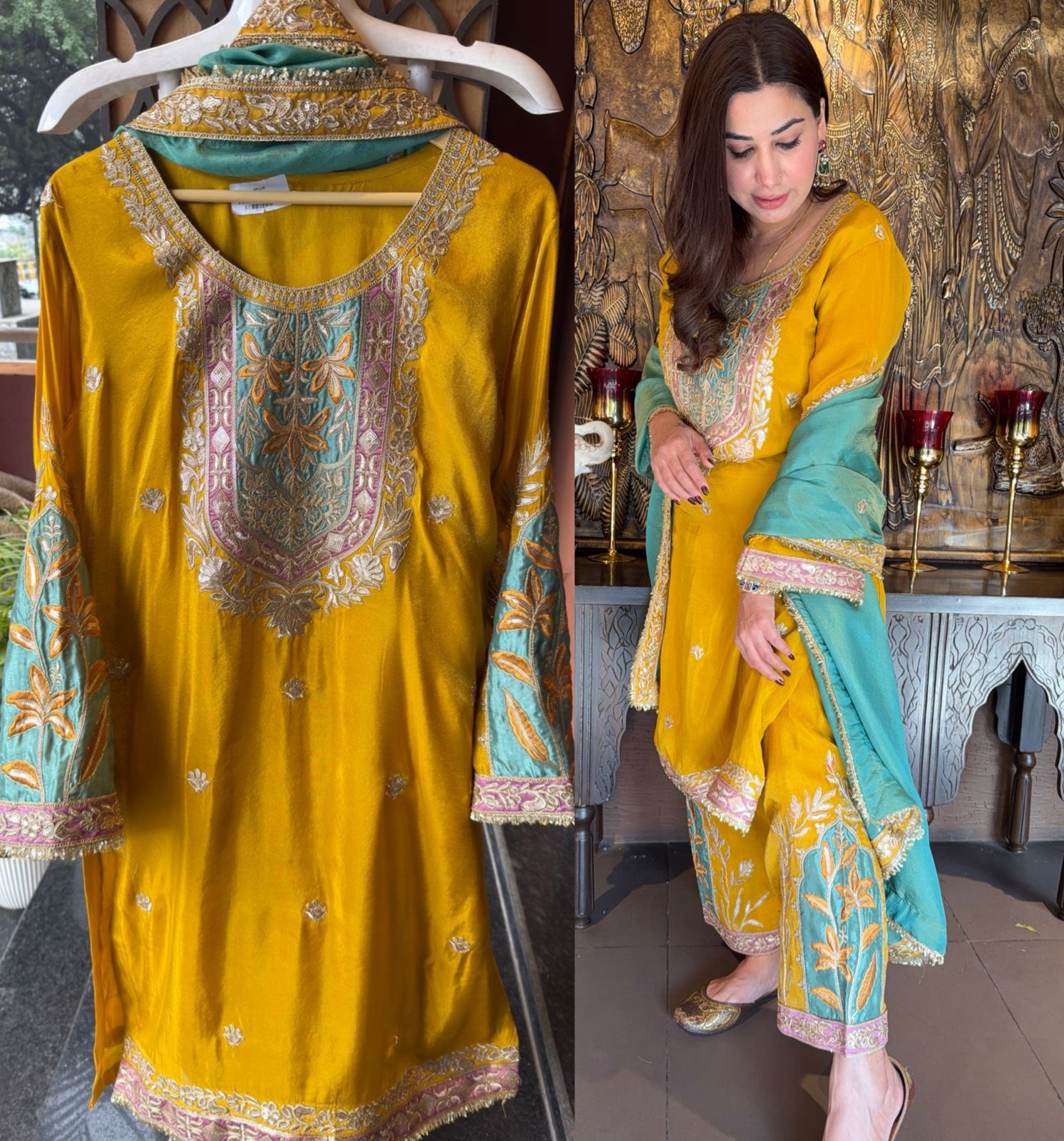 Traditional embroidered kurta set