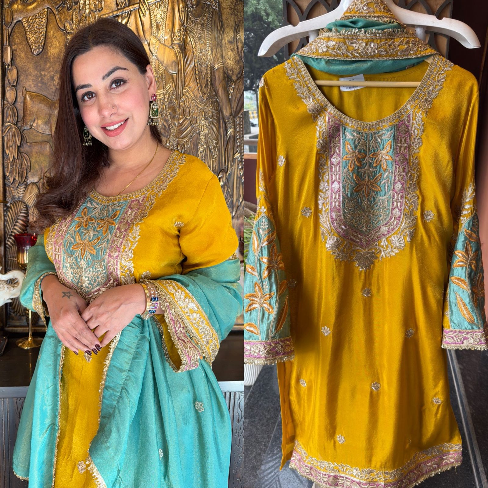 Traditional embroidered kurta set