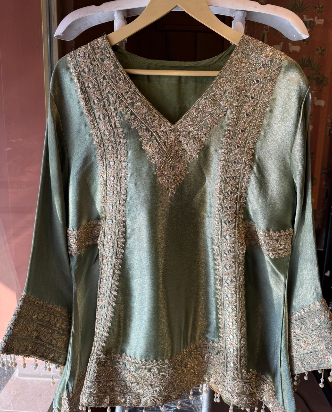 Festive Giraffe tissue Kurta Palazzo Pants