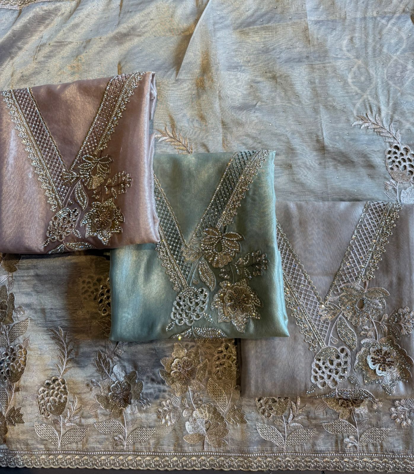 Premium Glass tissue Unstitched Suit