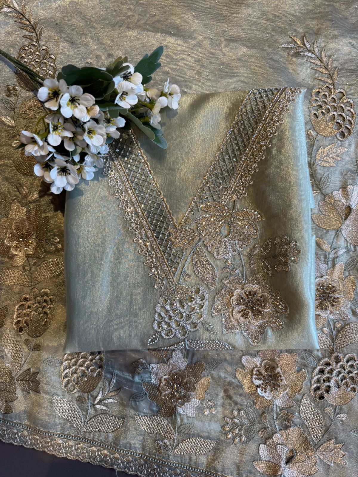 Premium Glass tissue Unstitched Suit