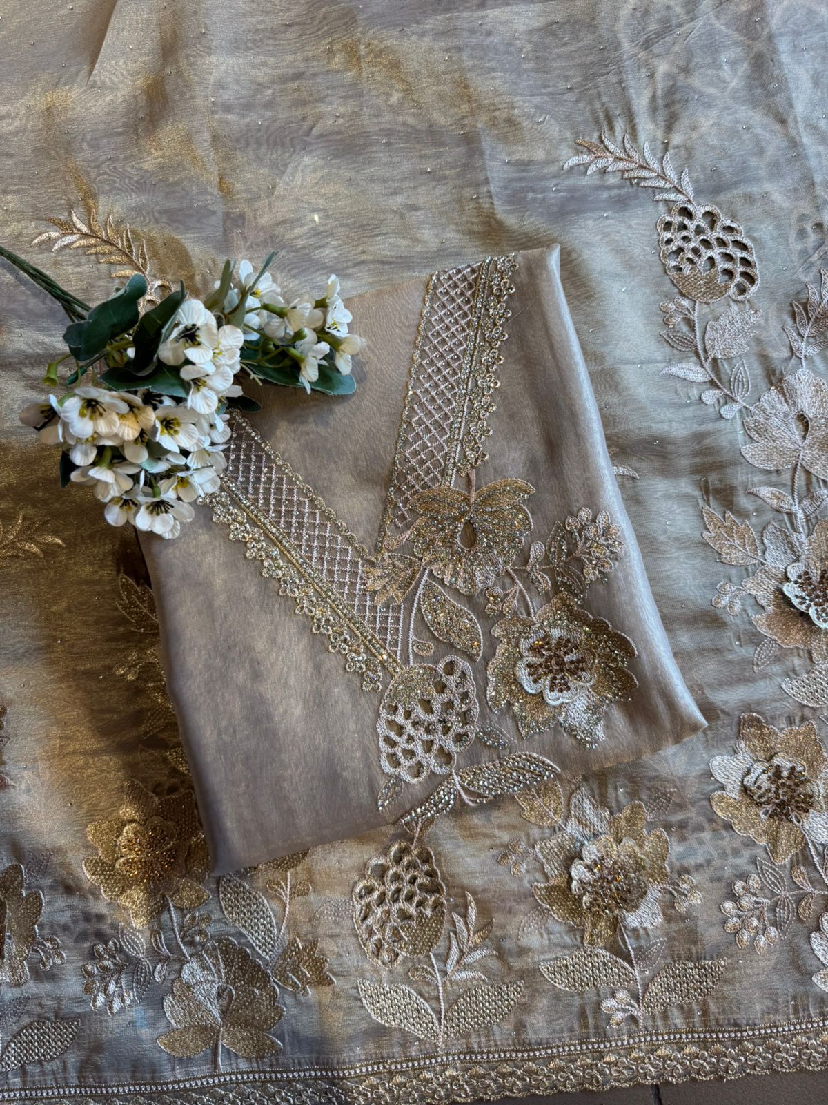 Premium Glass tissue Unstitched Suit