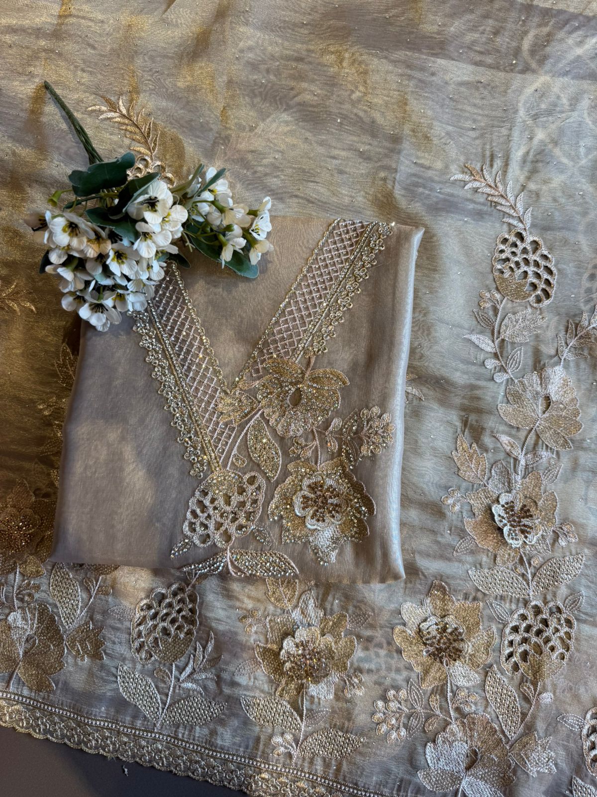 Premium Glass tissue Unstitched Suit