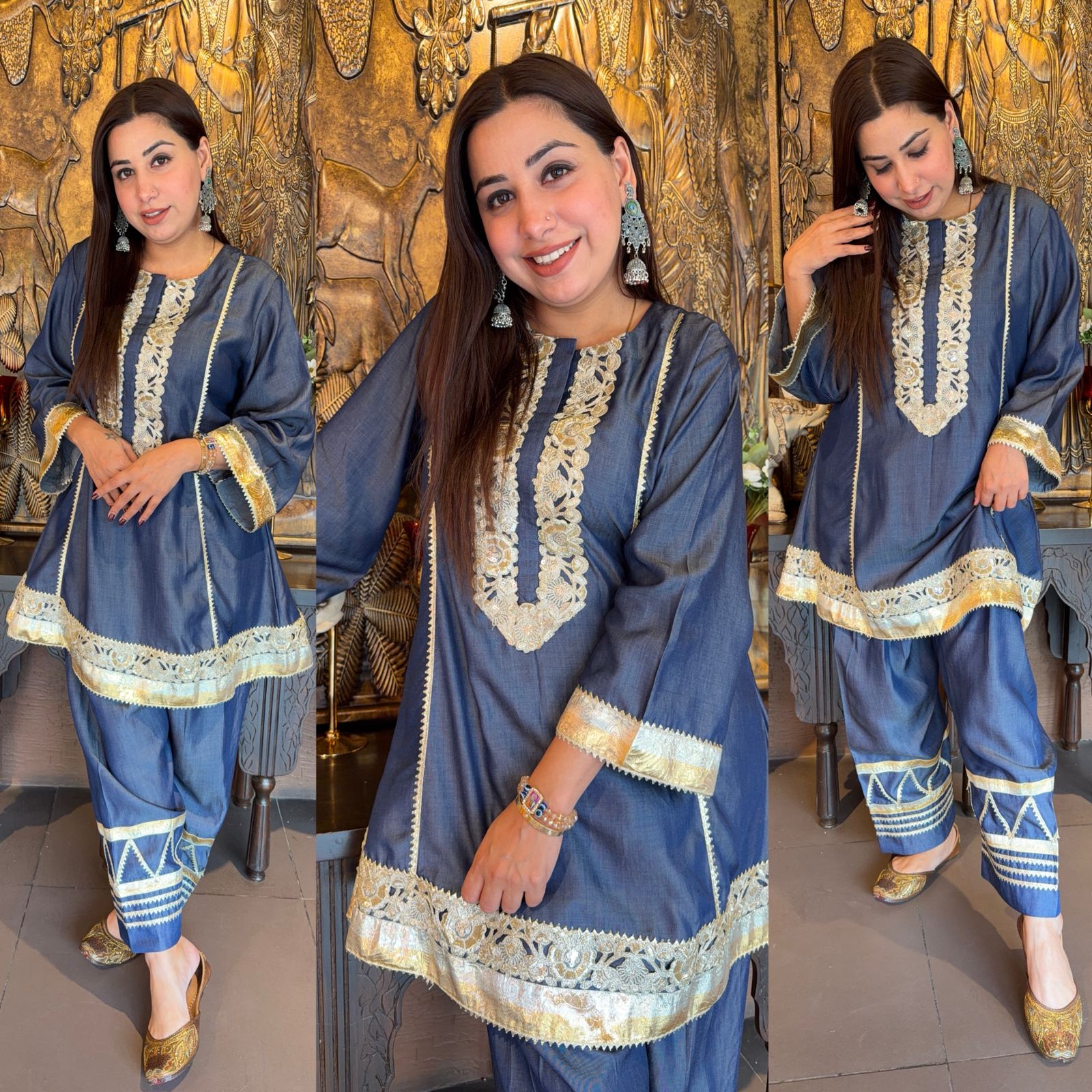 Silk denim Rich deep navy blue Suit