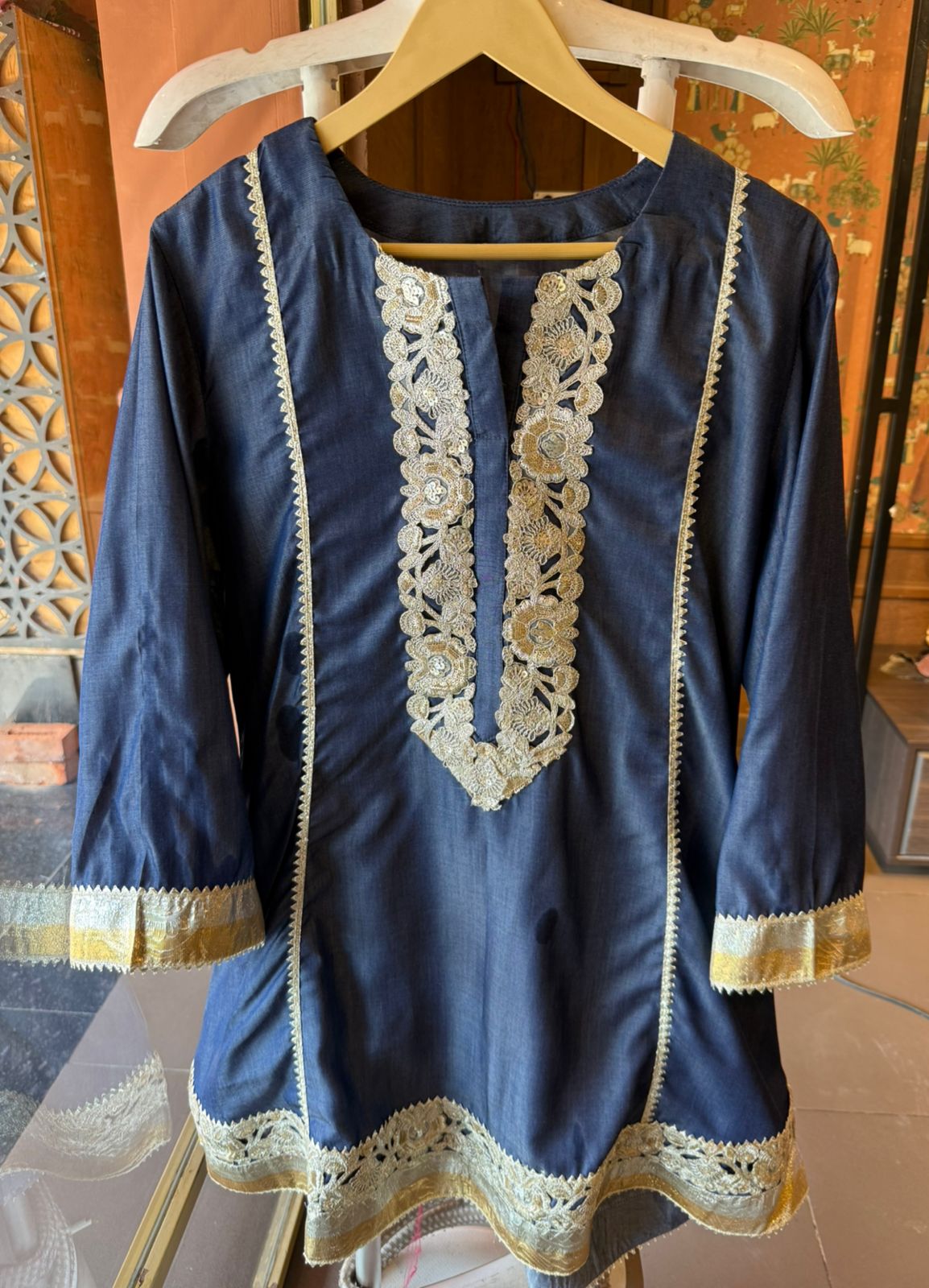 Silk denim Rich deep navy blue Suit