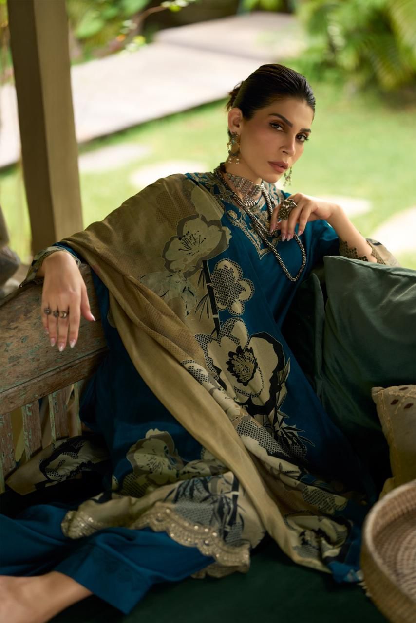 Luxury pure muslin Unstitched Suit