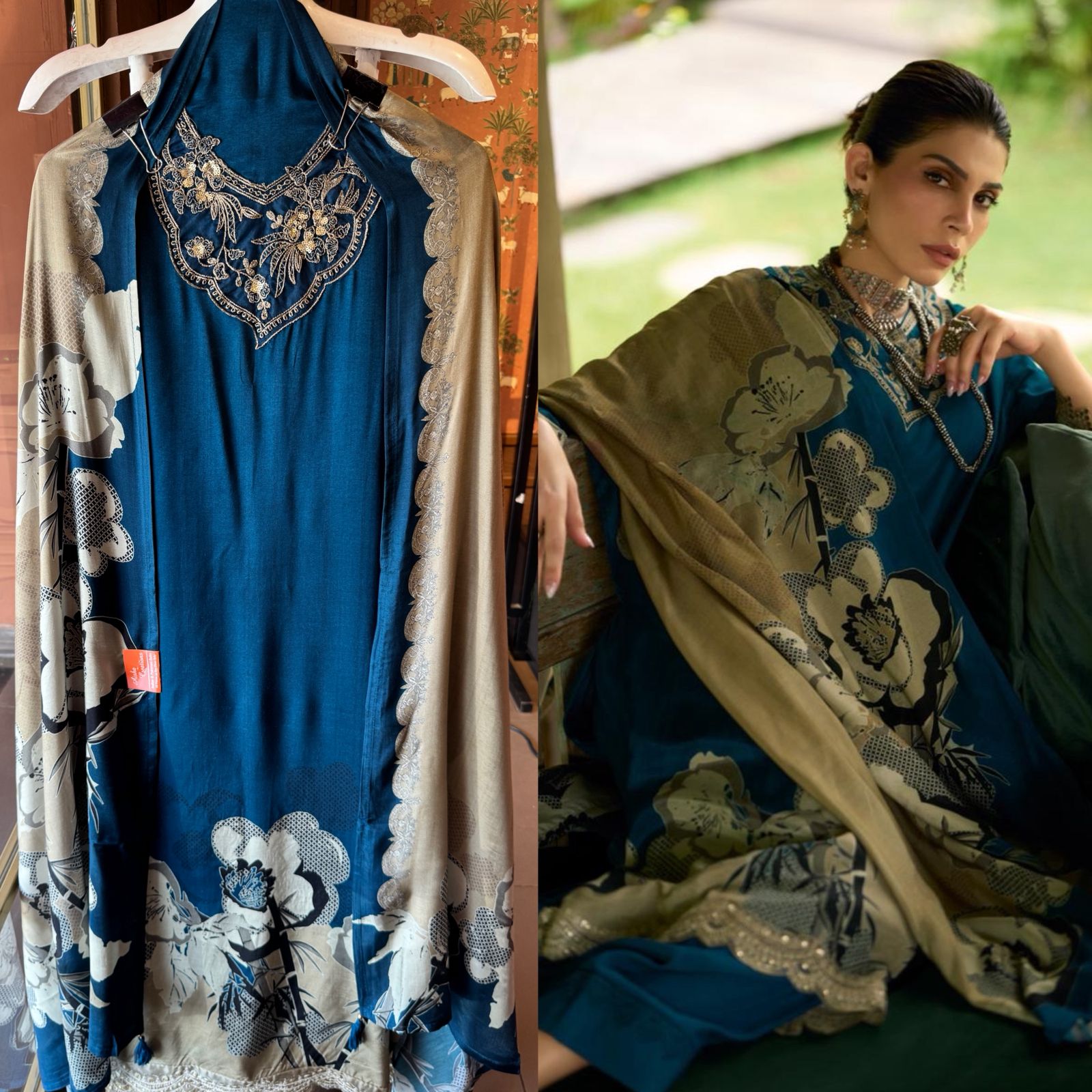 Luxury pure muslin Unstitched Suit