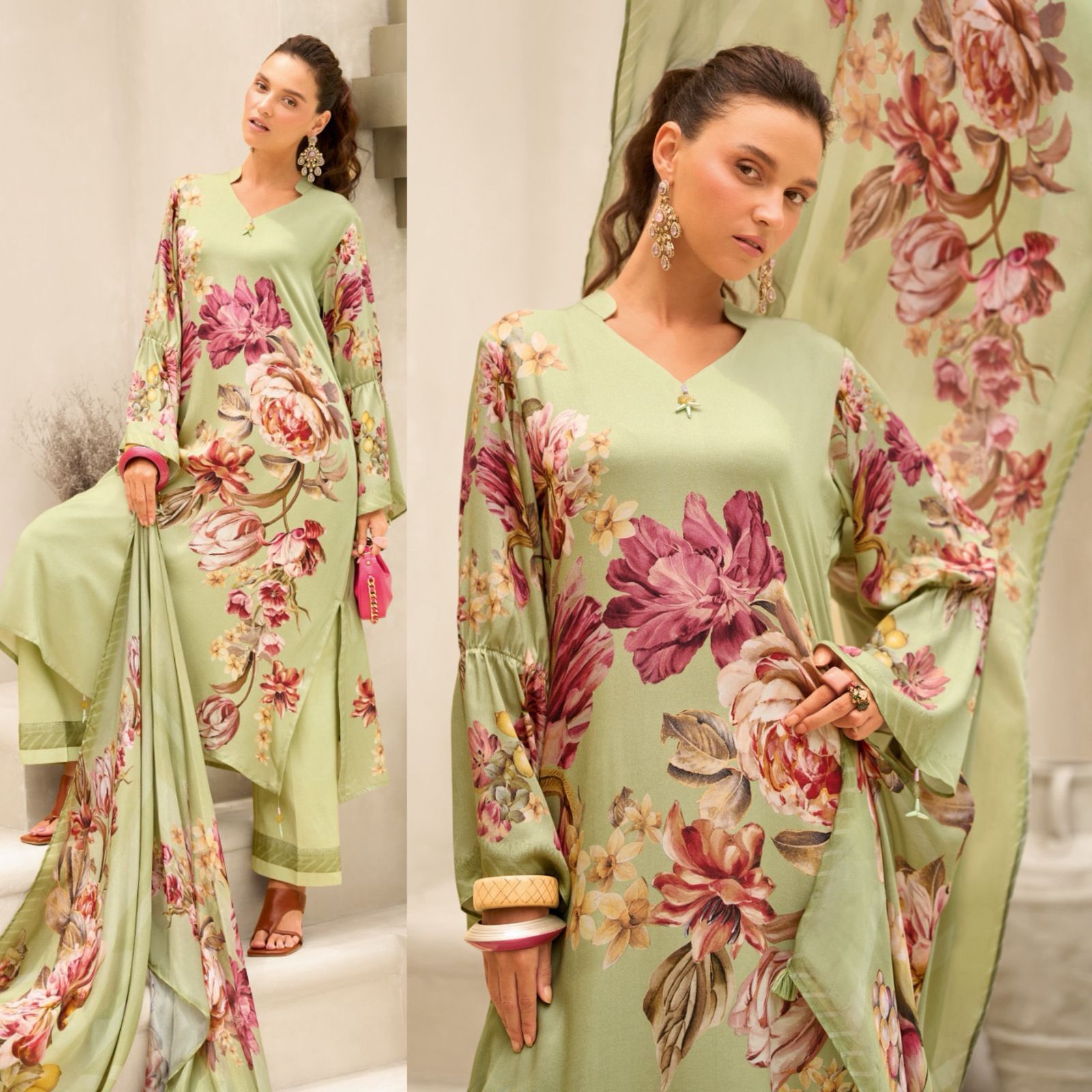 Luxury pure tissue silk unstitched suit