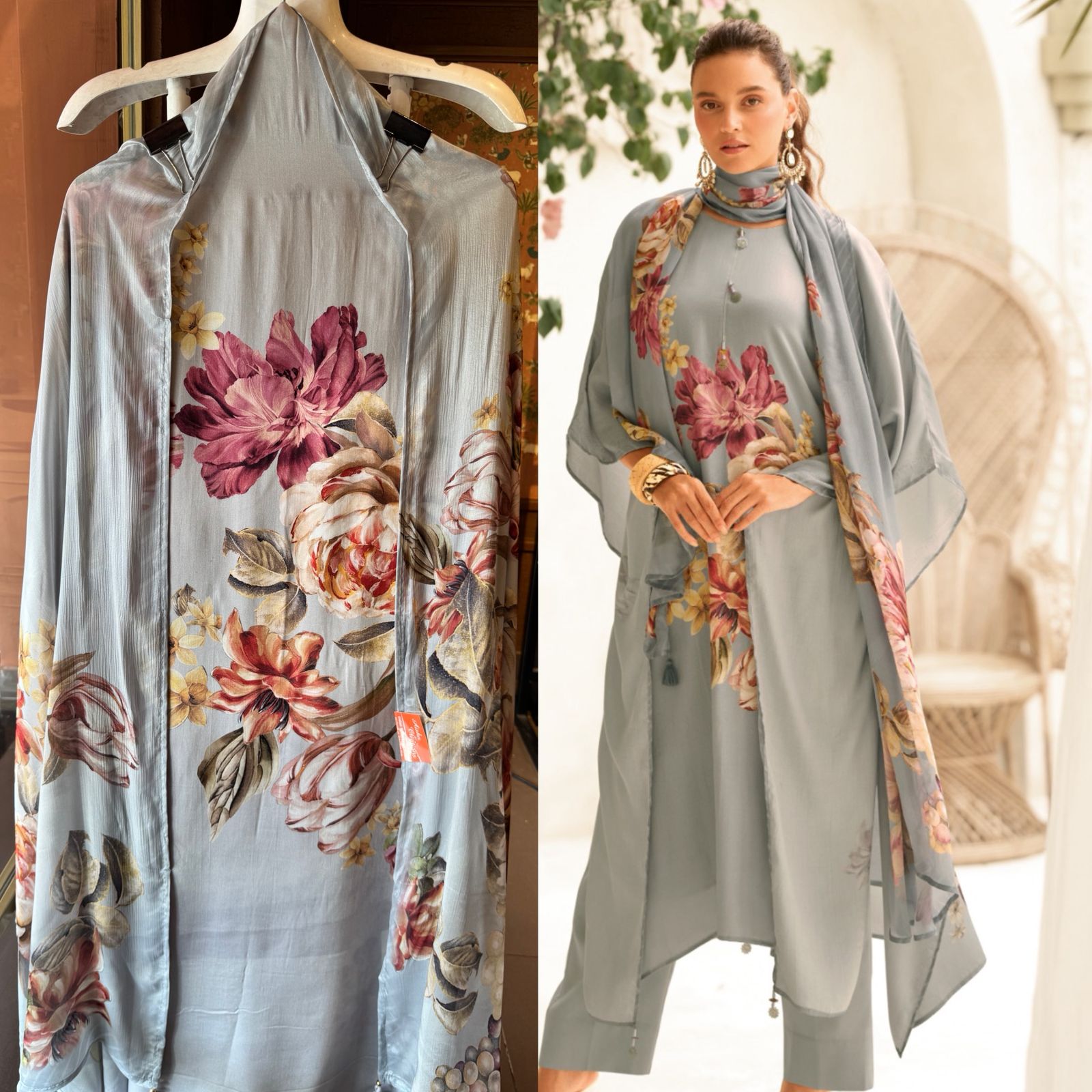 Luxe pure muslin soft unstitched suit