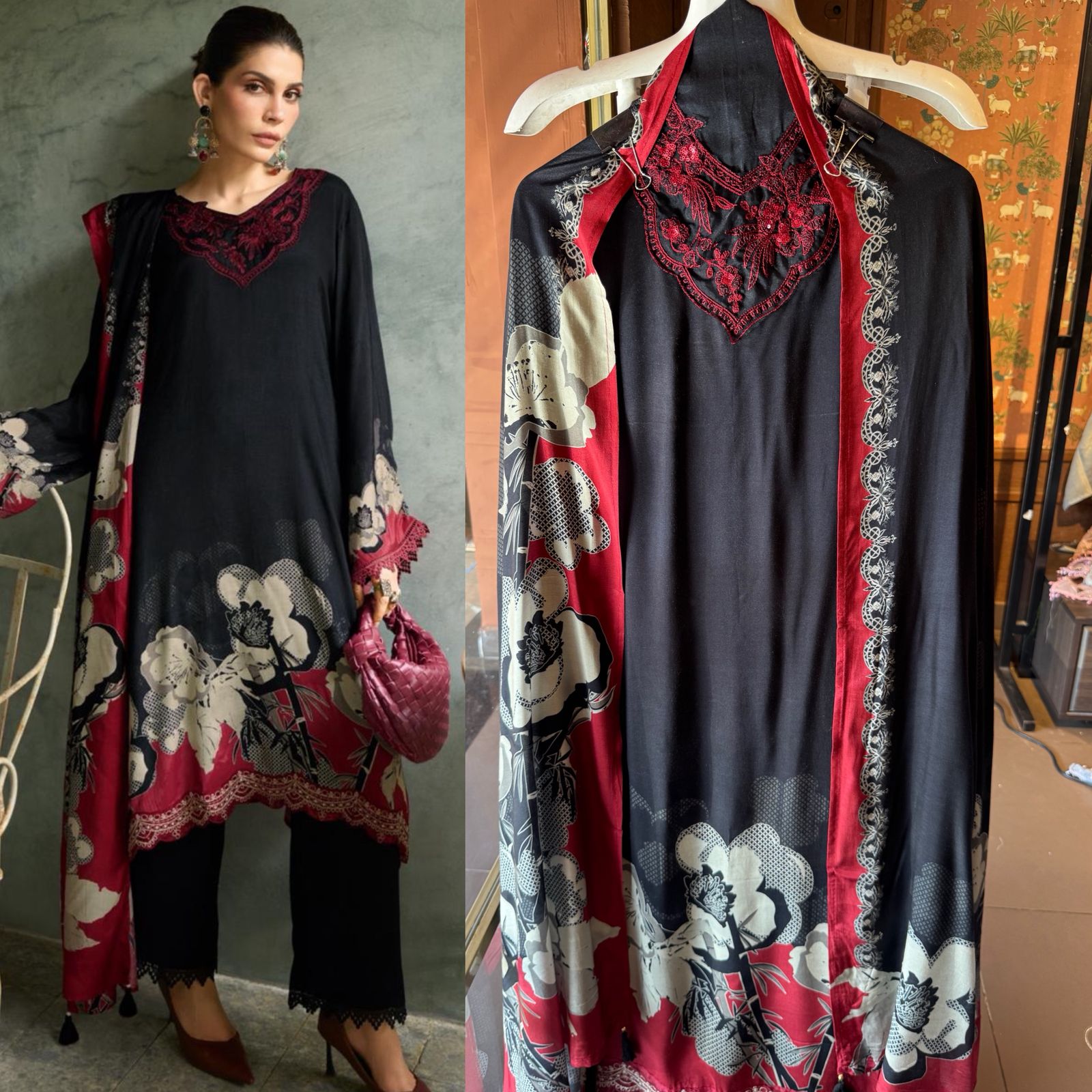 Luxury pure muslin Unstitched Suit