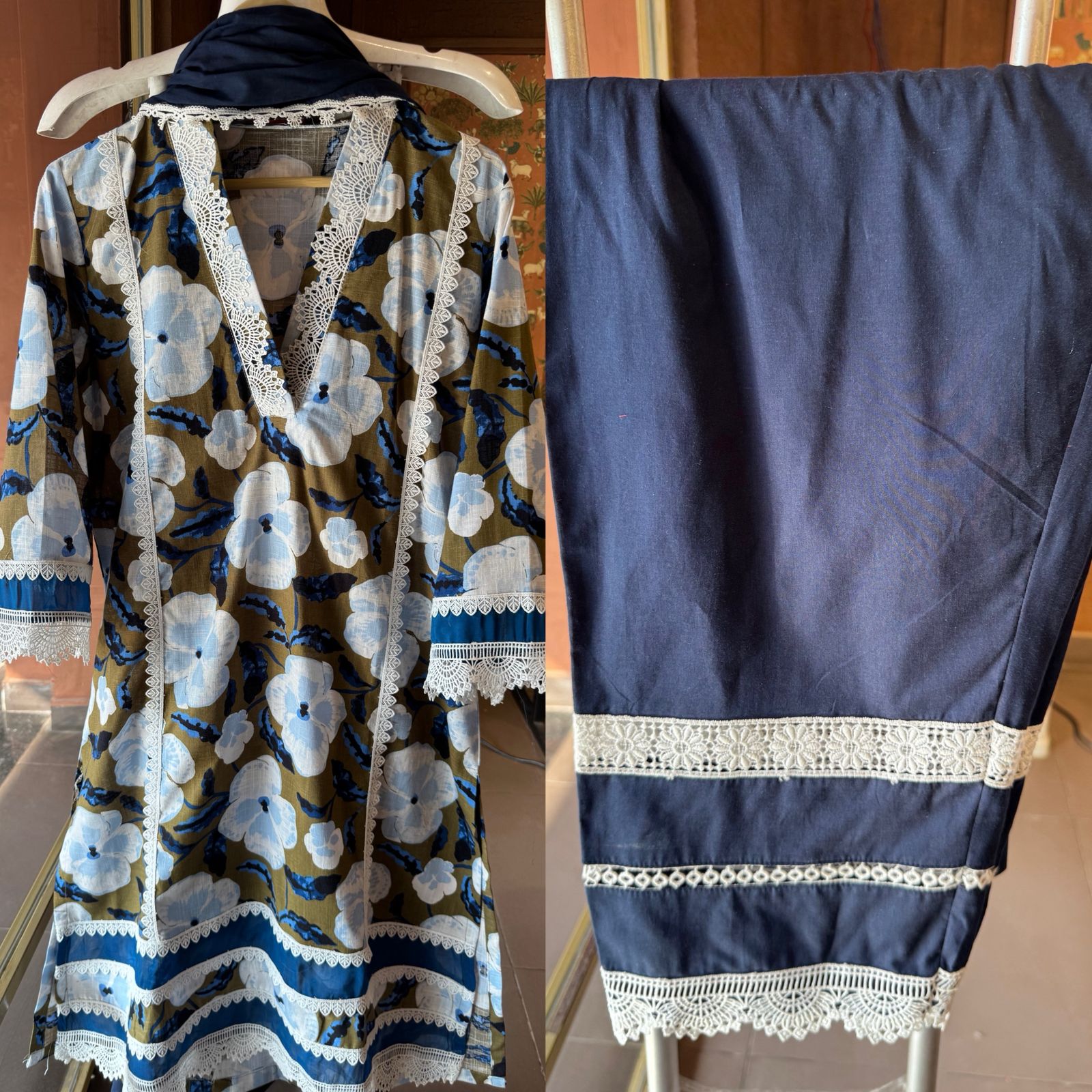 Three piece Stitched pure cotton Set