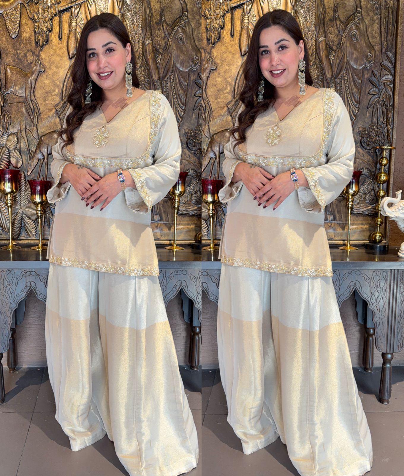 Soft ivory & champagne co-ord traditional set