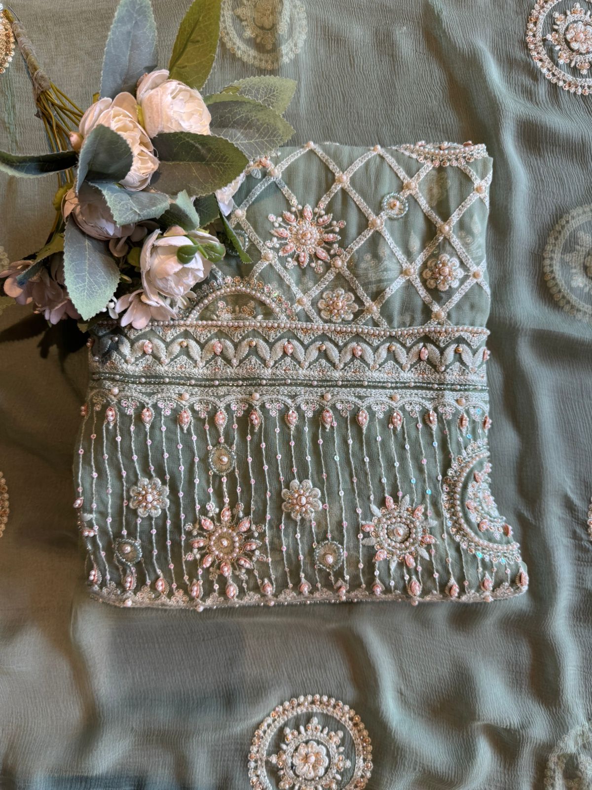 Royal Premium Georgette Embroidered Jaal Unstitched Suit