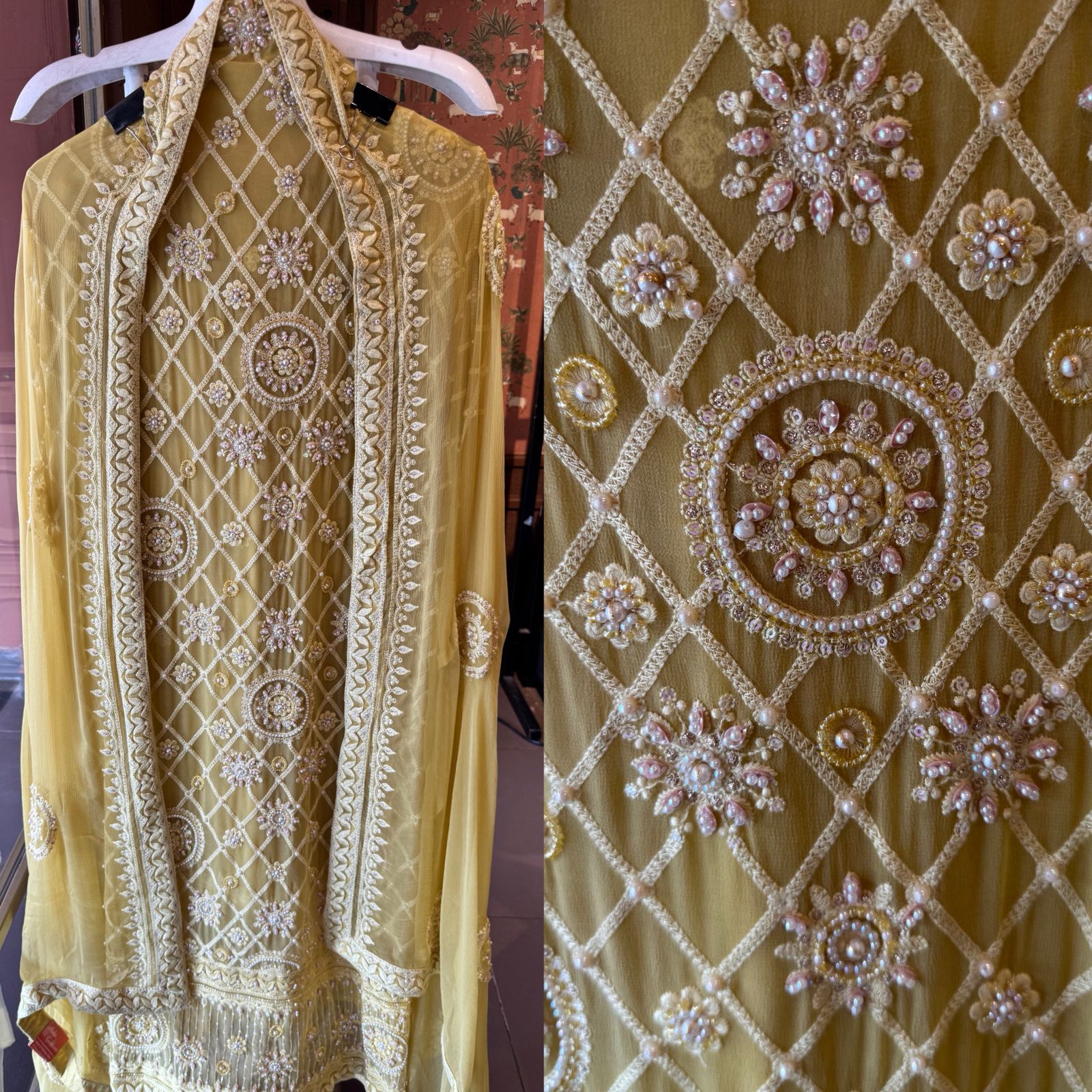 Royal Premium Georgette Embroidered Jaal Unstitched Suit