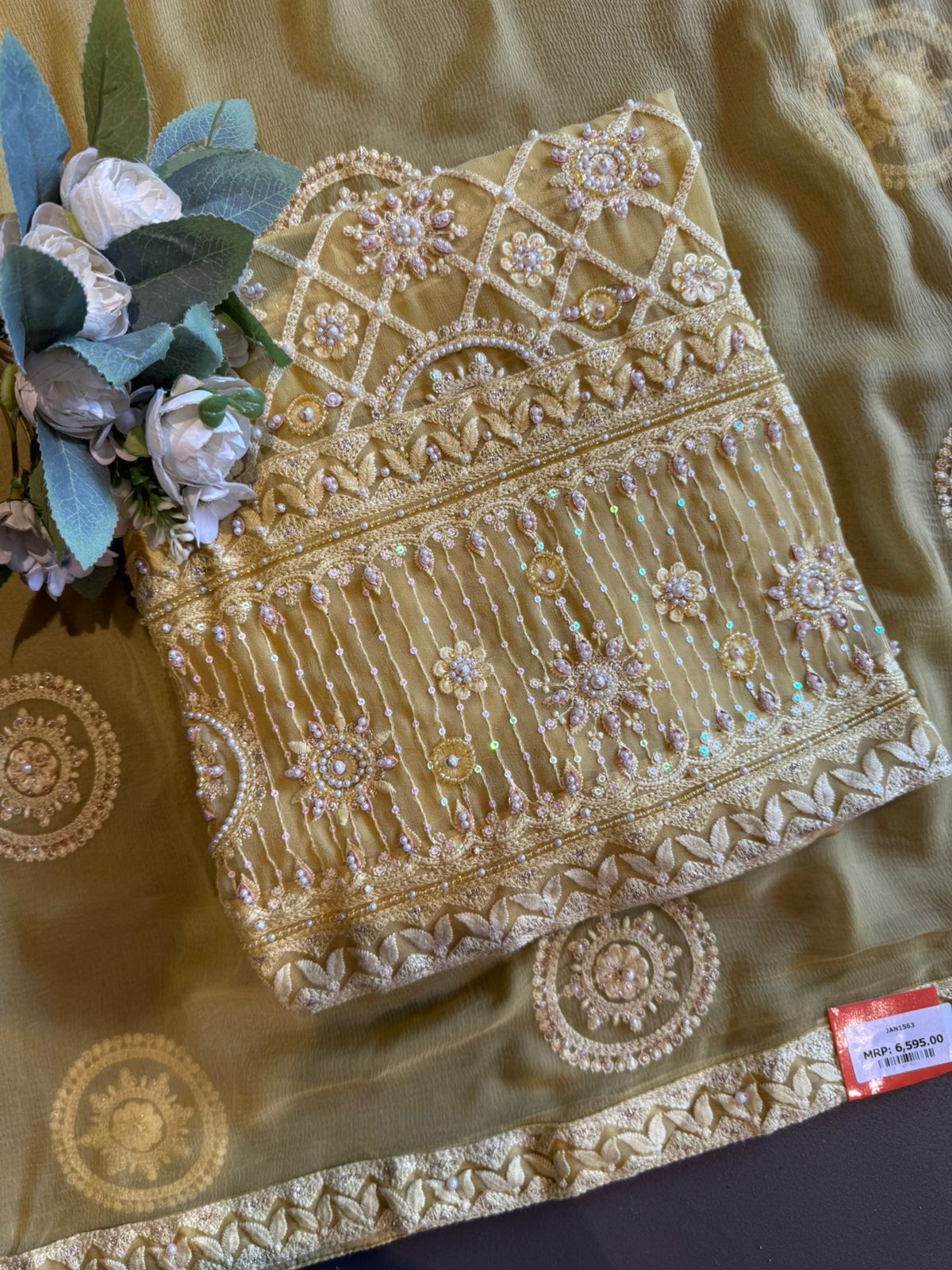 Royal Premium Georgette Embroidered Jaal Unstitched Suit