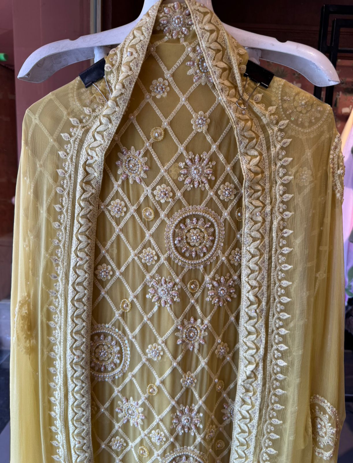 Royal Premium Georgette Embroidered Jaal Unstitched Suit