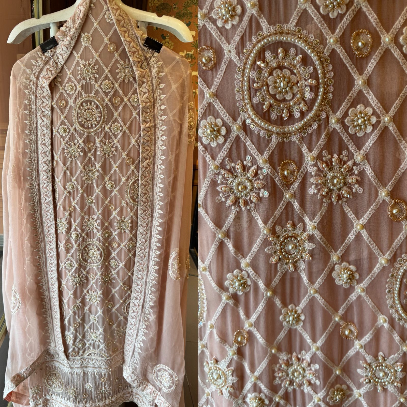 Royal Premium Georgette Embroidered Jaal Unstitched Suit