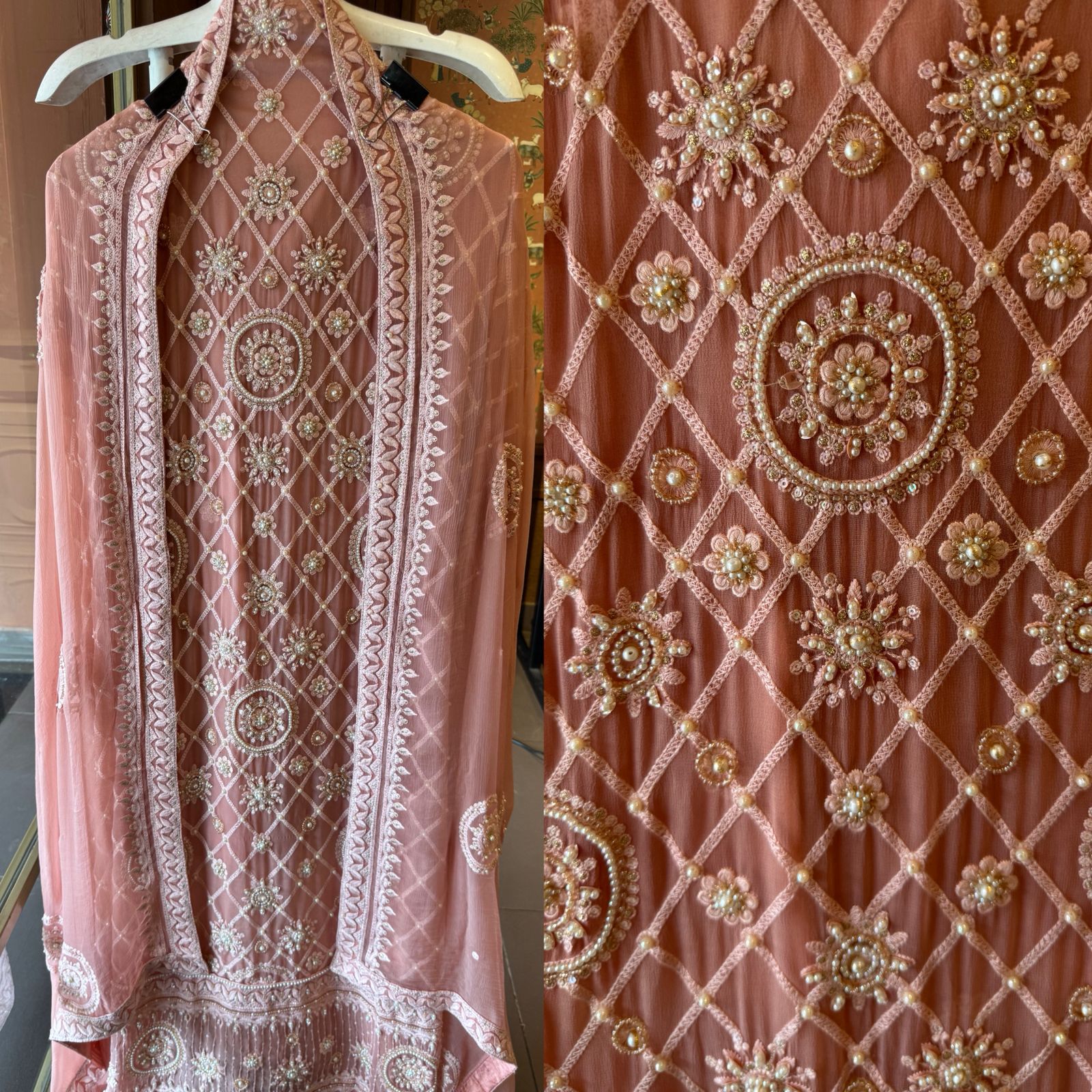 Royal Premium Georgette Embroidered Jaal Unstitched Suit