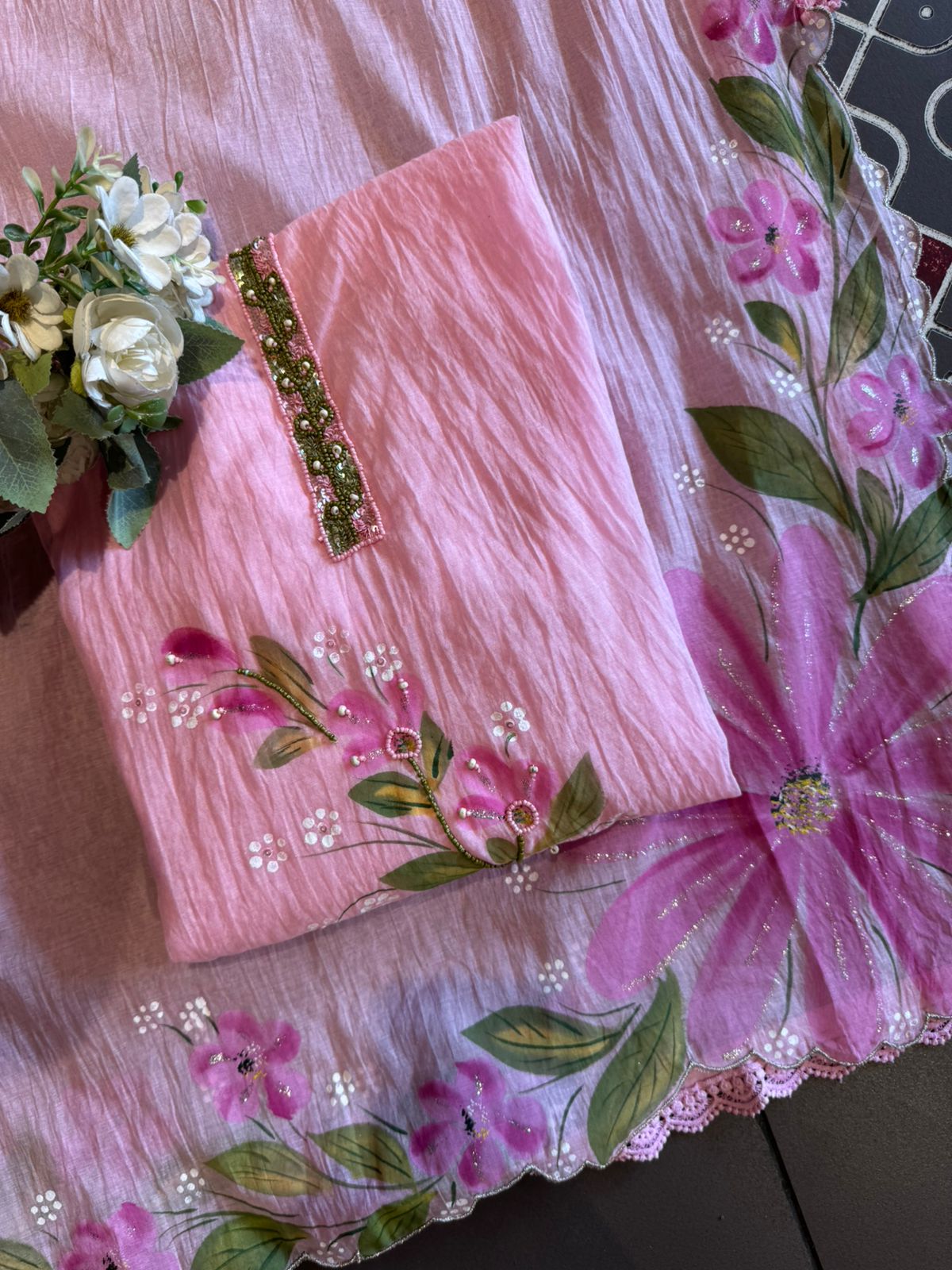 Lightweight Mul chanderi Unstitched suit