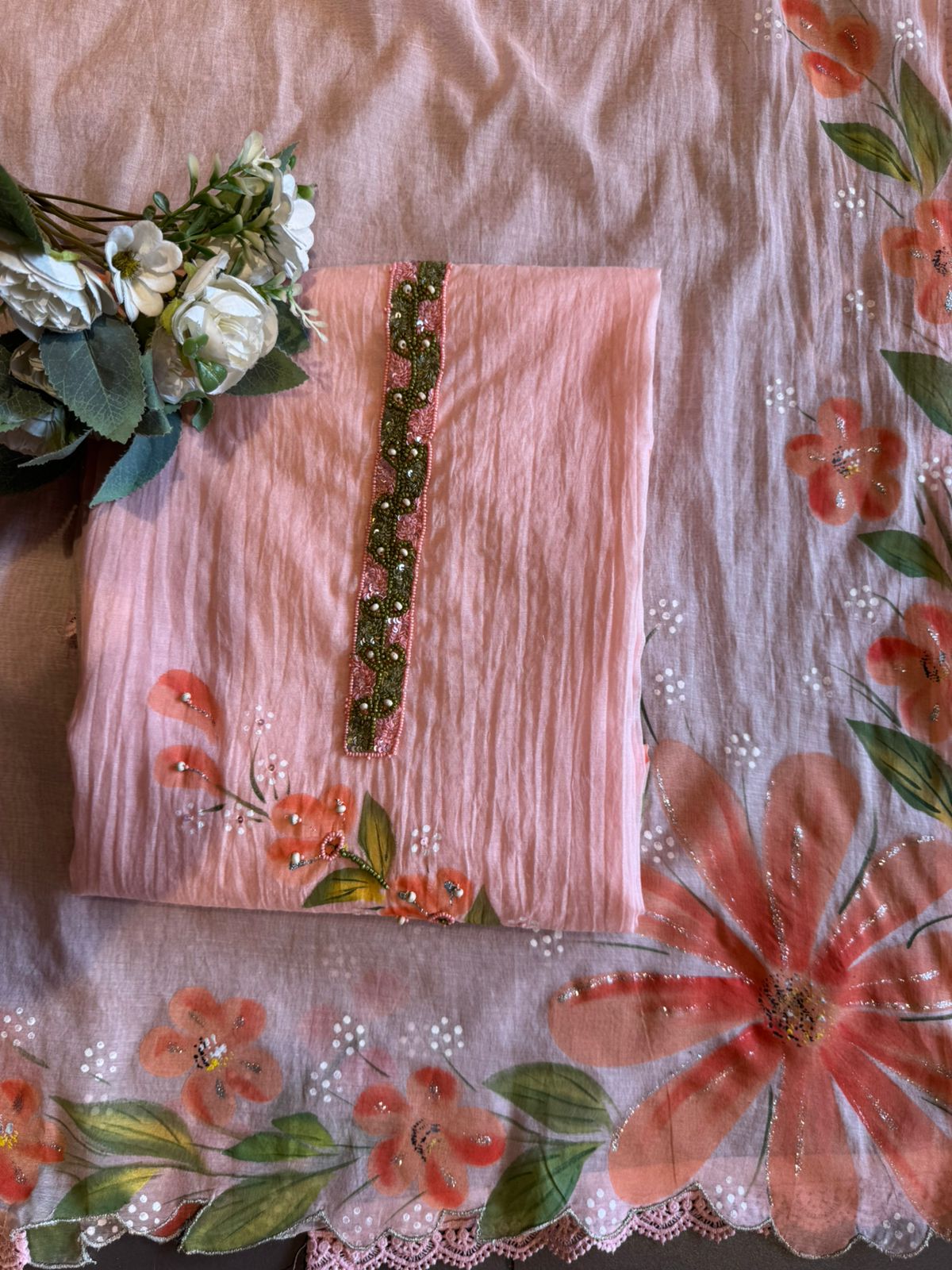 Lightweight Mul chanderi Unstitched suit