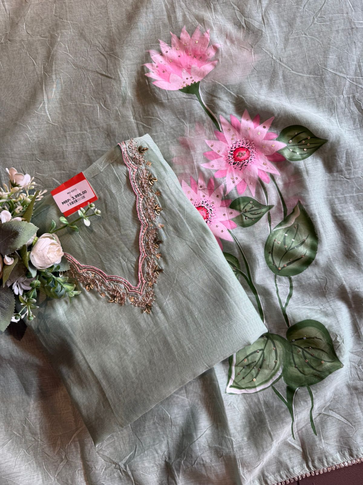 Pastel Sage Hand-Painted Suit