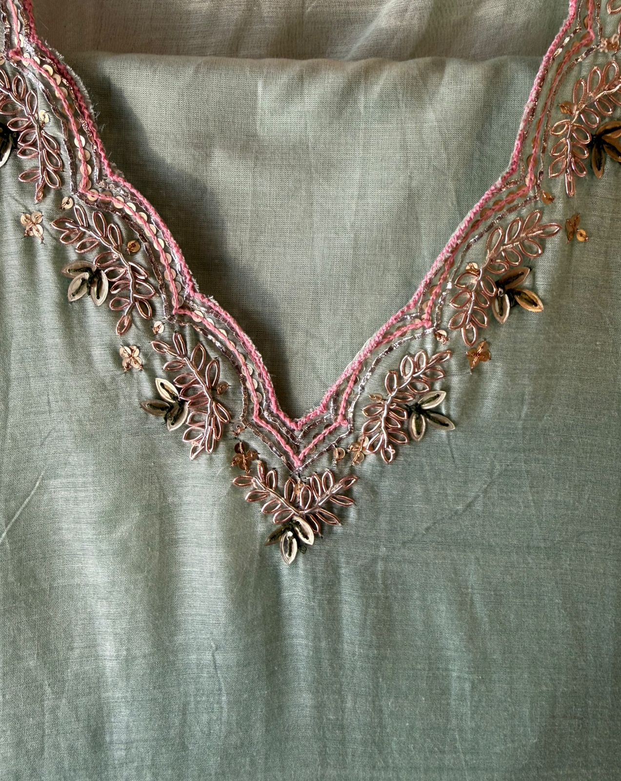 Pastel Sage Hand-Painted Suit