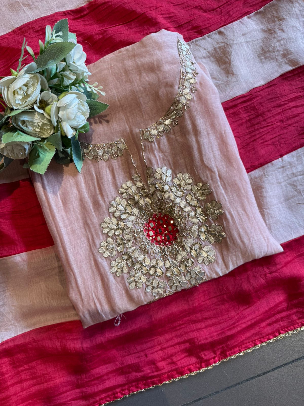 Rose Pink Handwork Kurta Set