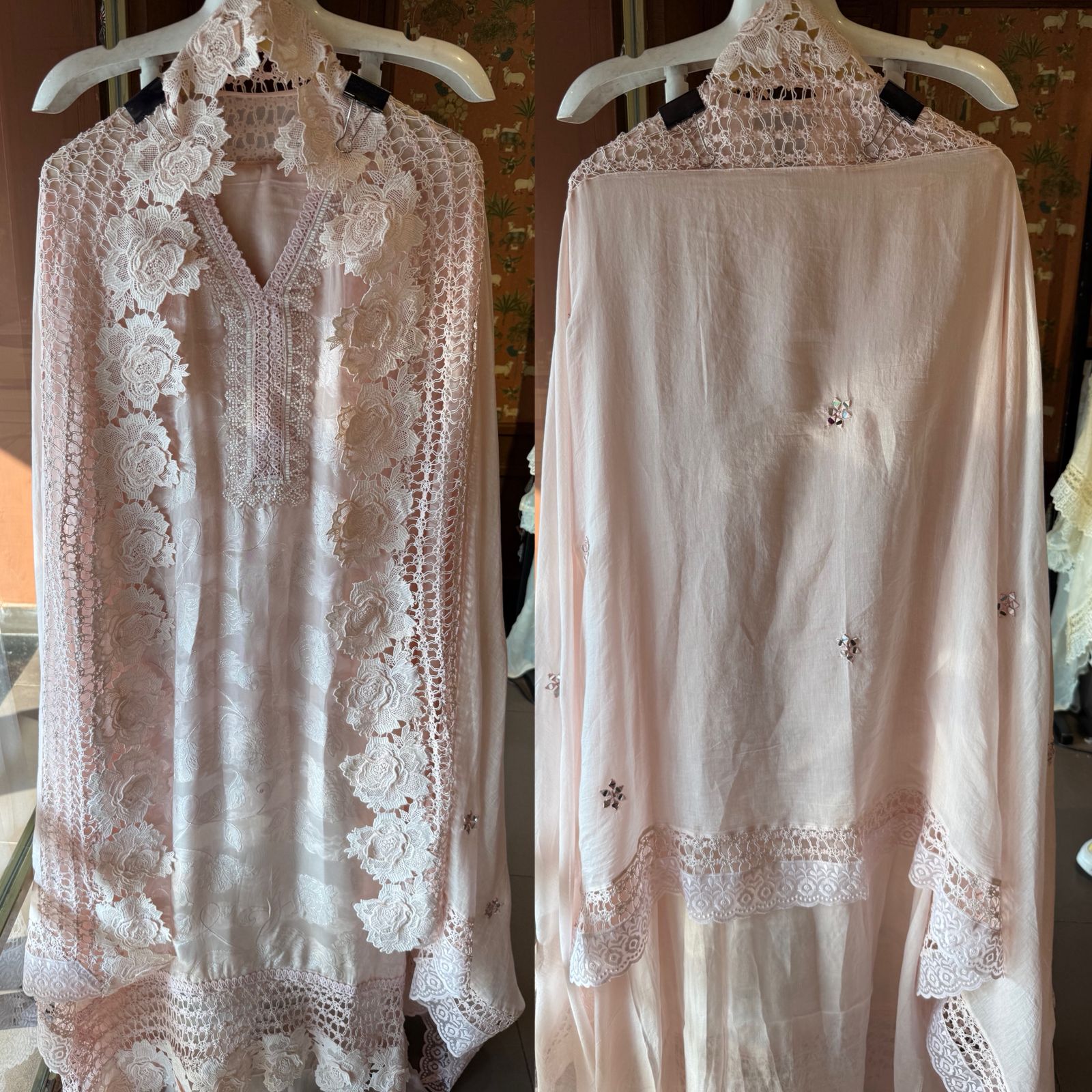 Floral Lace Elegant Unstitched Suit Set