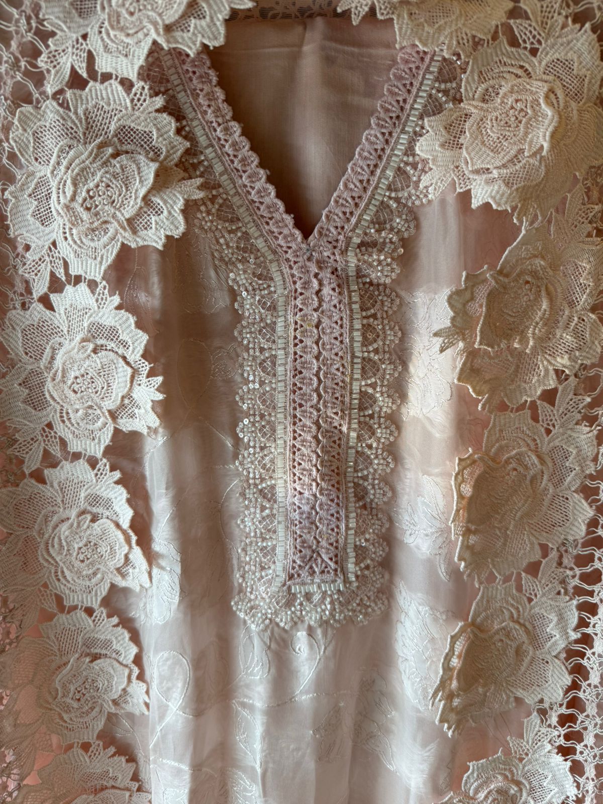 Floral Lace Elegant Unstitched Suit Set