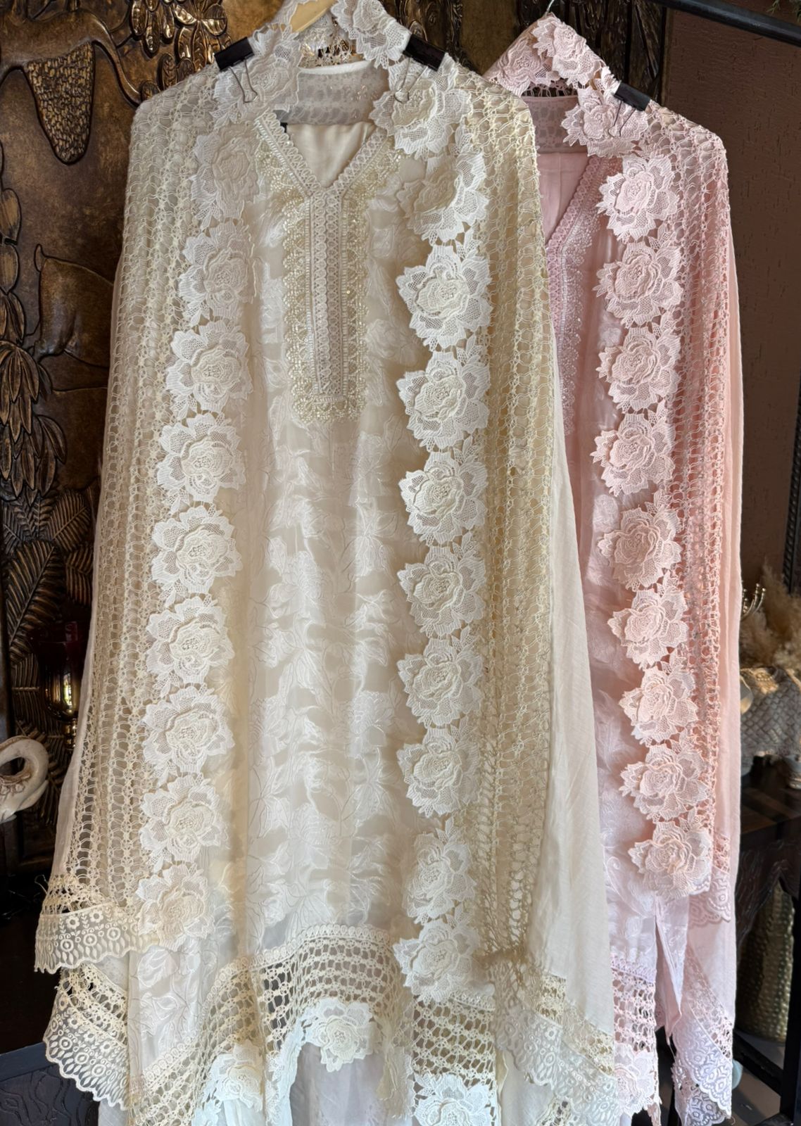 Floral Lace Elegant Unstitched Suit Set