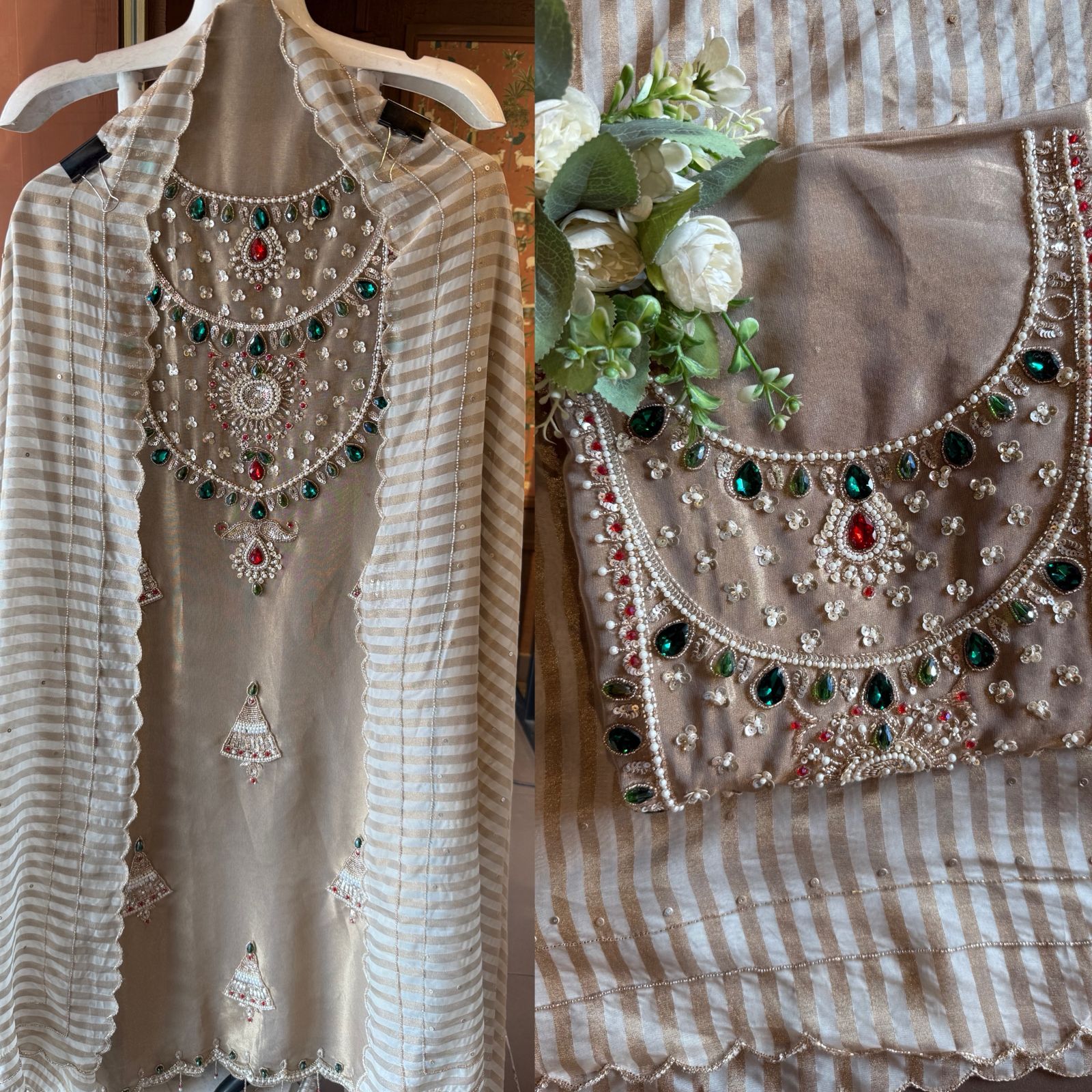 Pearl & Jewel Embellished Luxury Suit