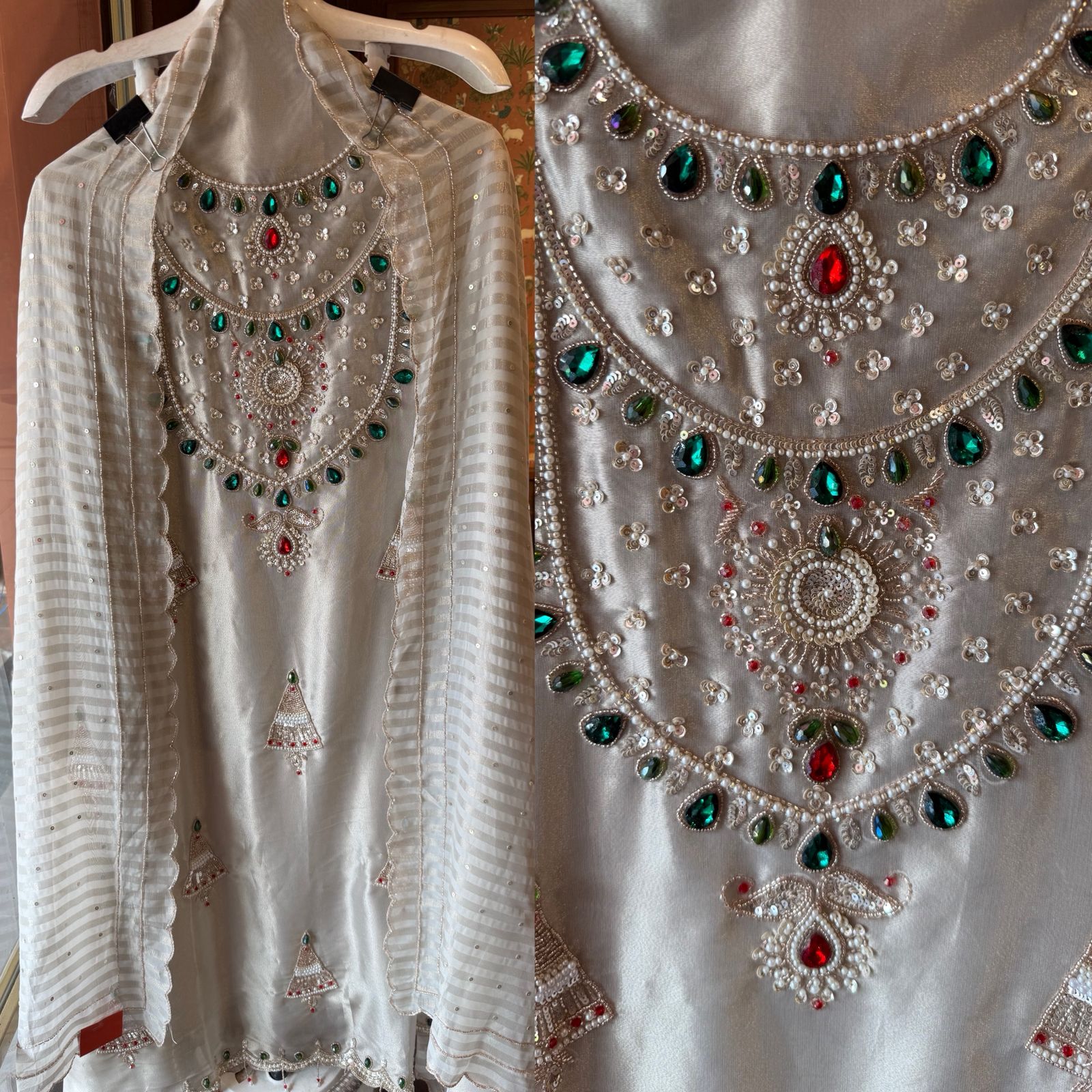 Pearl & Jewel Embellished Luxury Suit