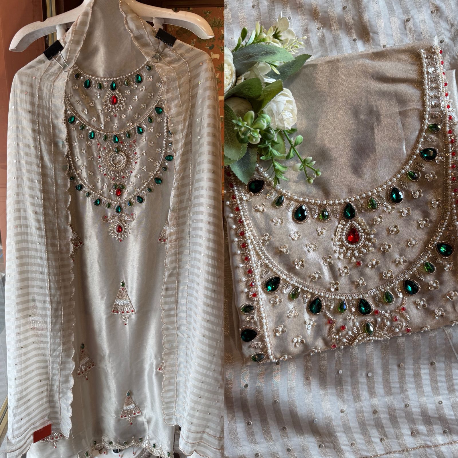 Pearl & Jewel Embellished Luxury Suit