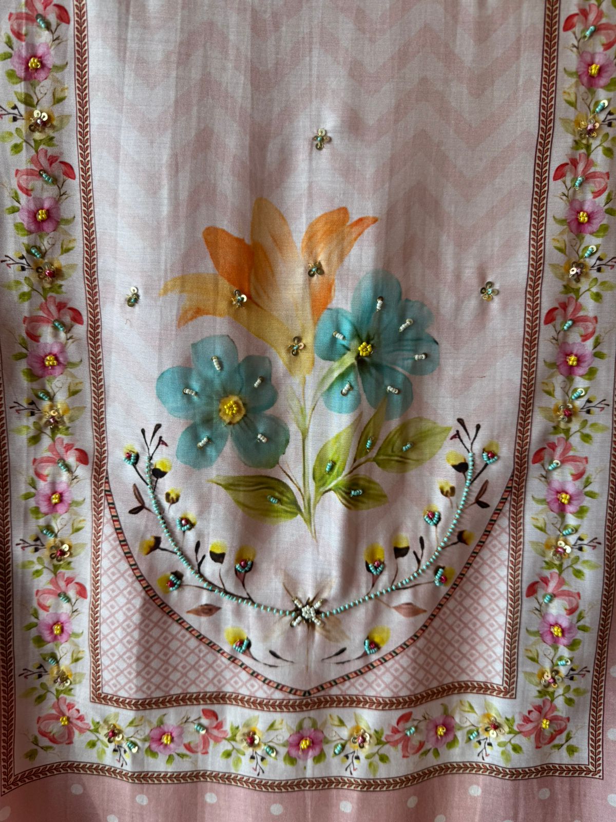 Powder Pink Floral digital Printed Suit