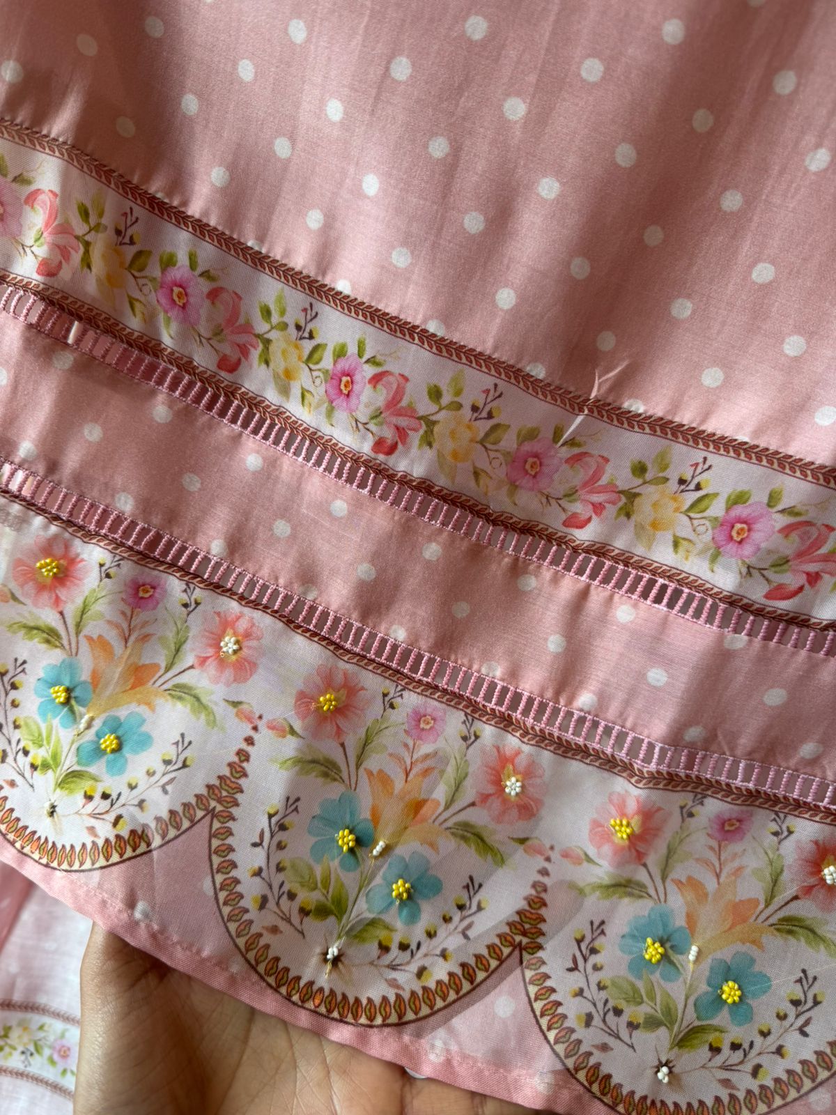 Powder Pink Floral digital Printed Suit