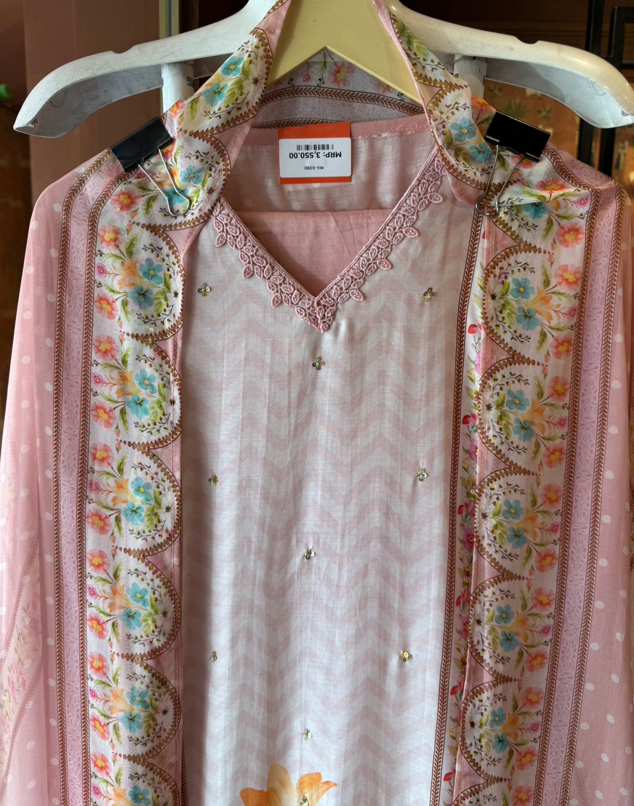 Powder Pink Floral digital Printed Suit