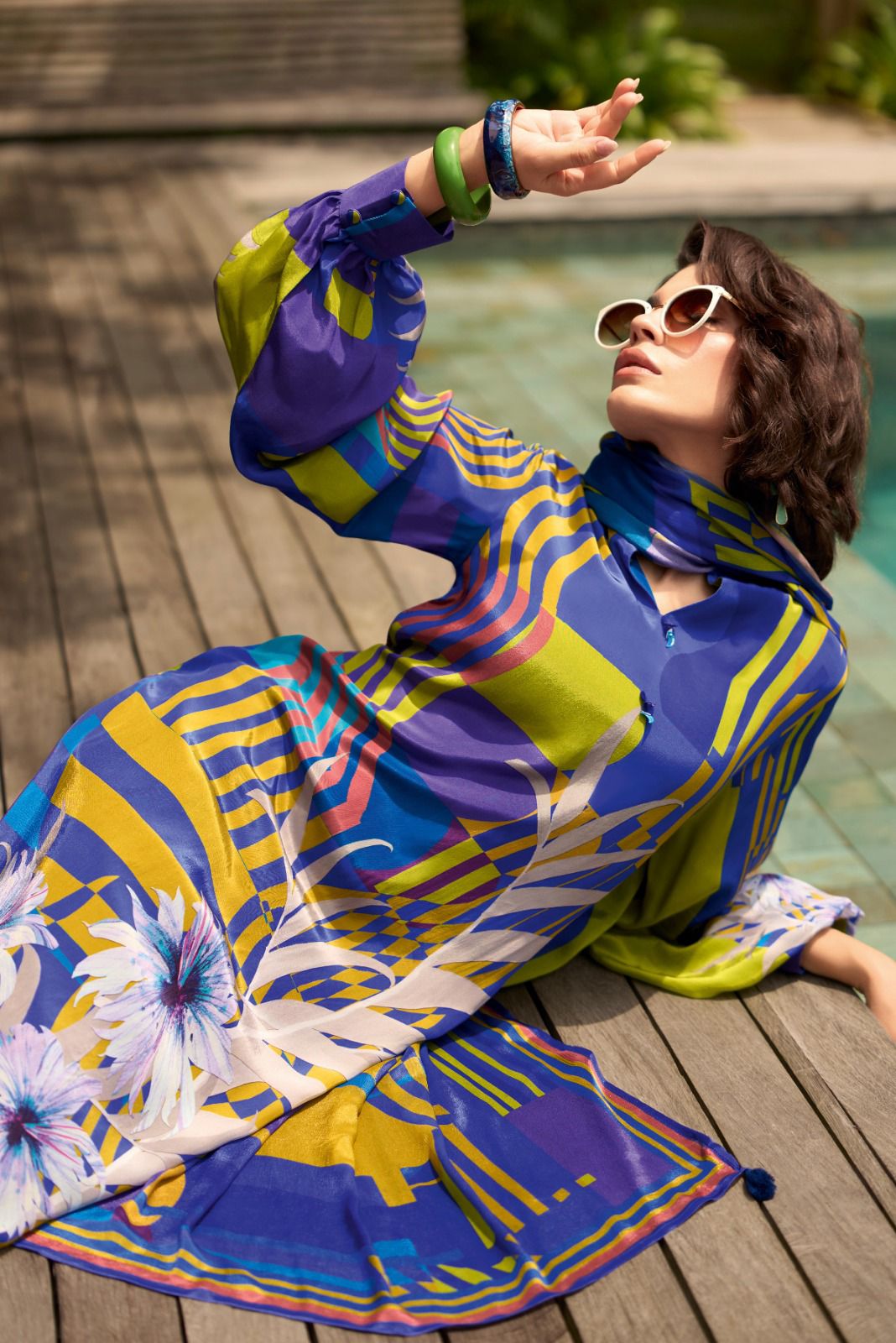 Digital geometric & floral printed Kurta