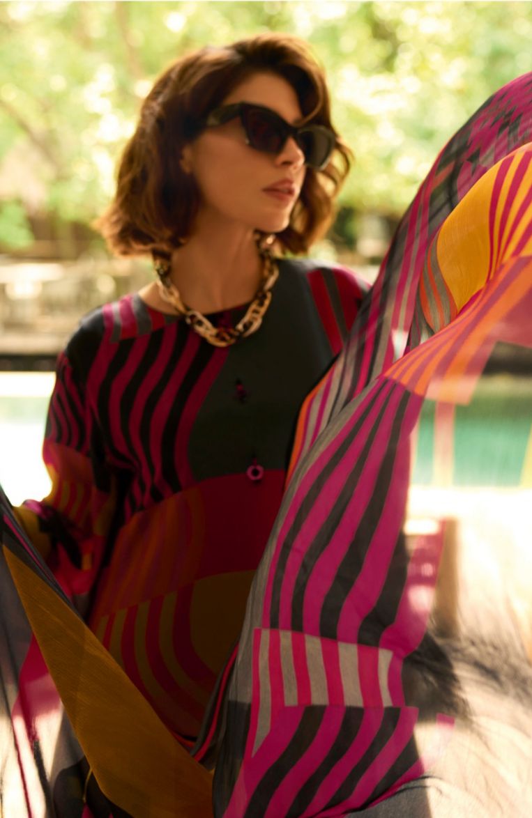 Digital geometric & floral printed Kurta