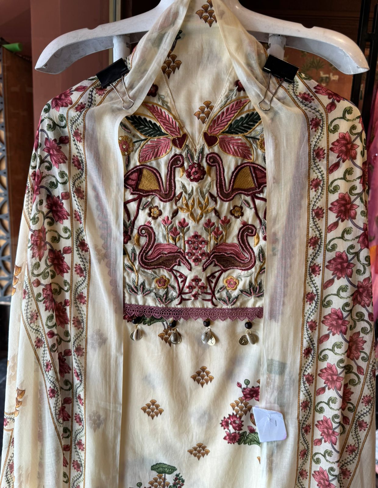 Flamingo Embroidered Suit set