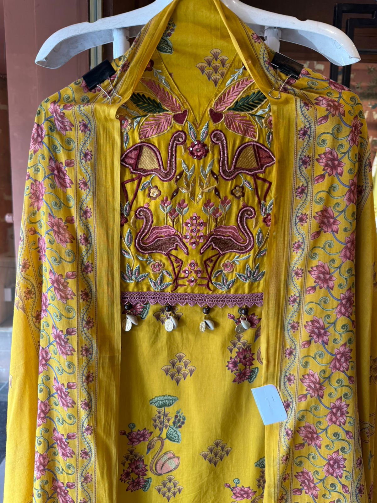 Flamingo Embroidered Suit set