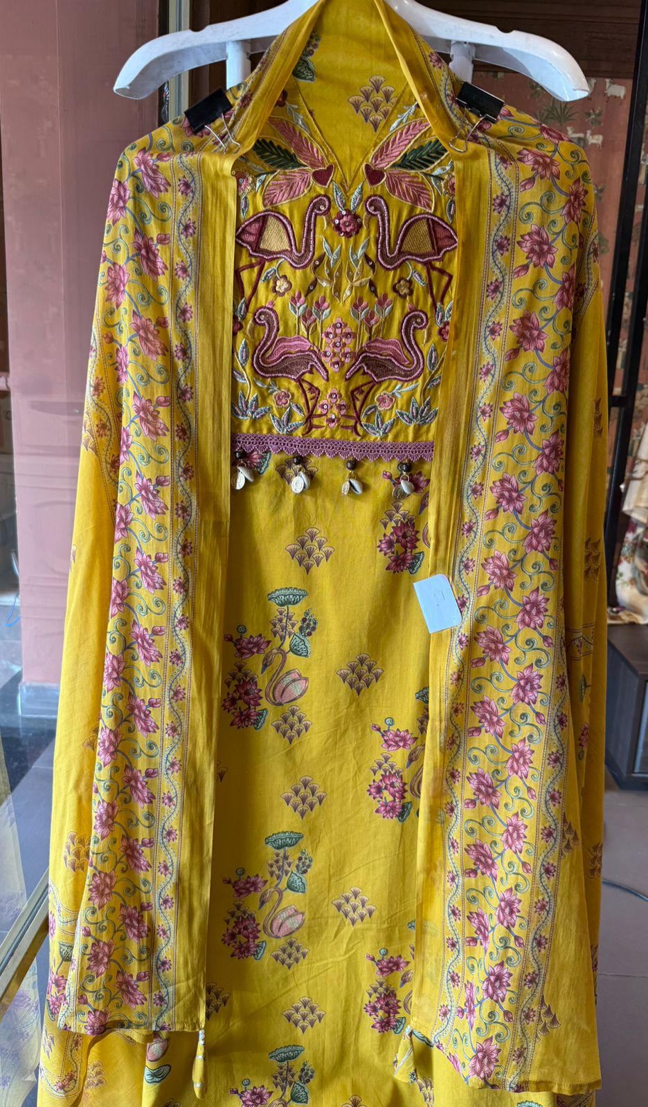 Flamingo Embroidered Suit set