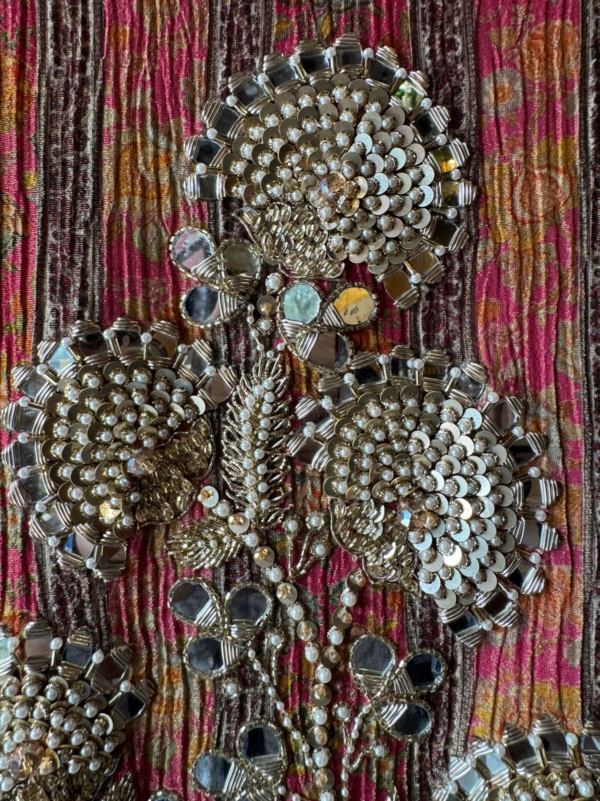 Crushed tissue Mirror & Pearl Embellished Unstitched suit