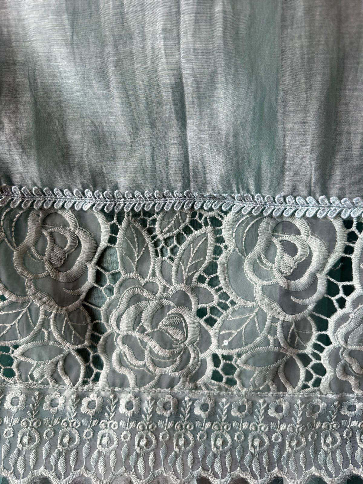 Rose Lace Embroidered Elegant Unstitched Suit Set