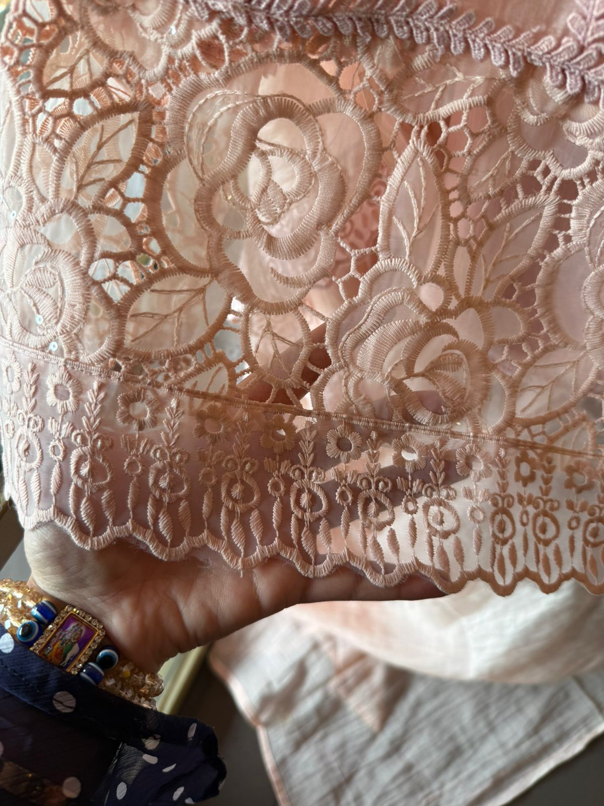 Rose Lace Embroidered Elegant Unstitched Suit Set