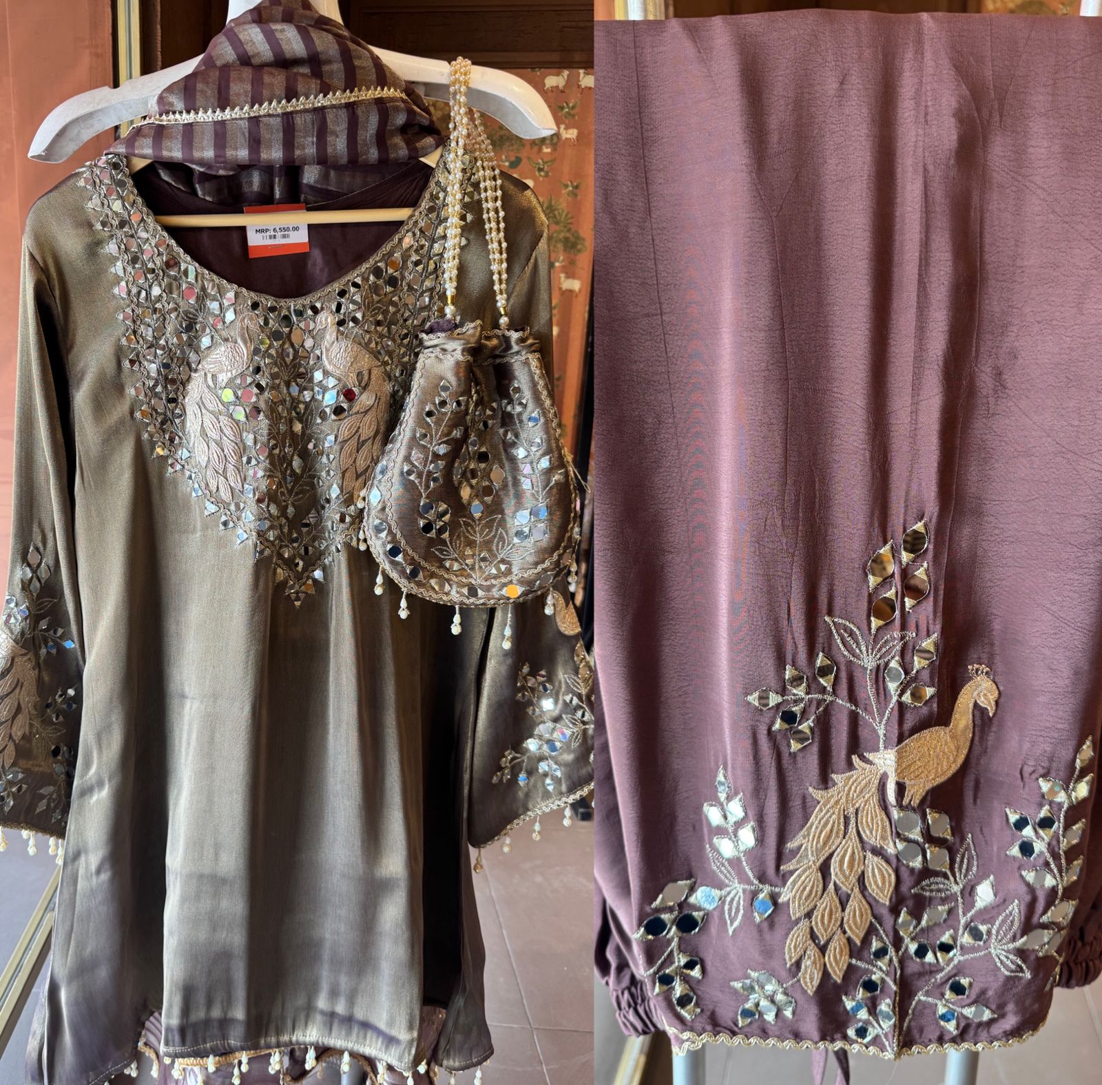 Peacock Mirror Work Designer Suit Set