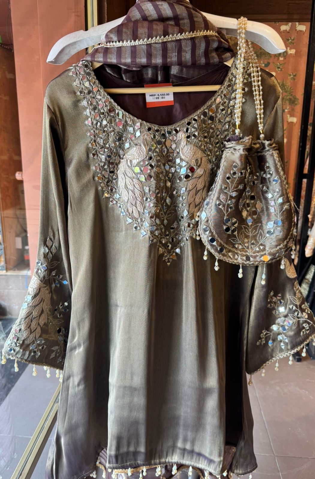 Peacock Mirror Work Designer Suit Set