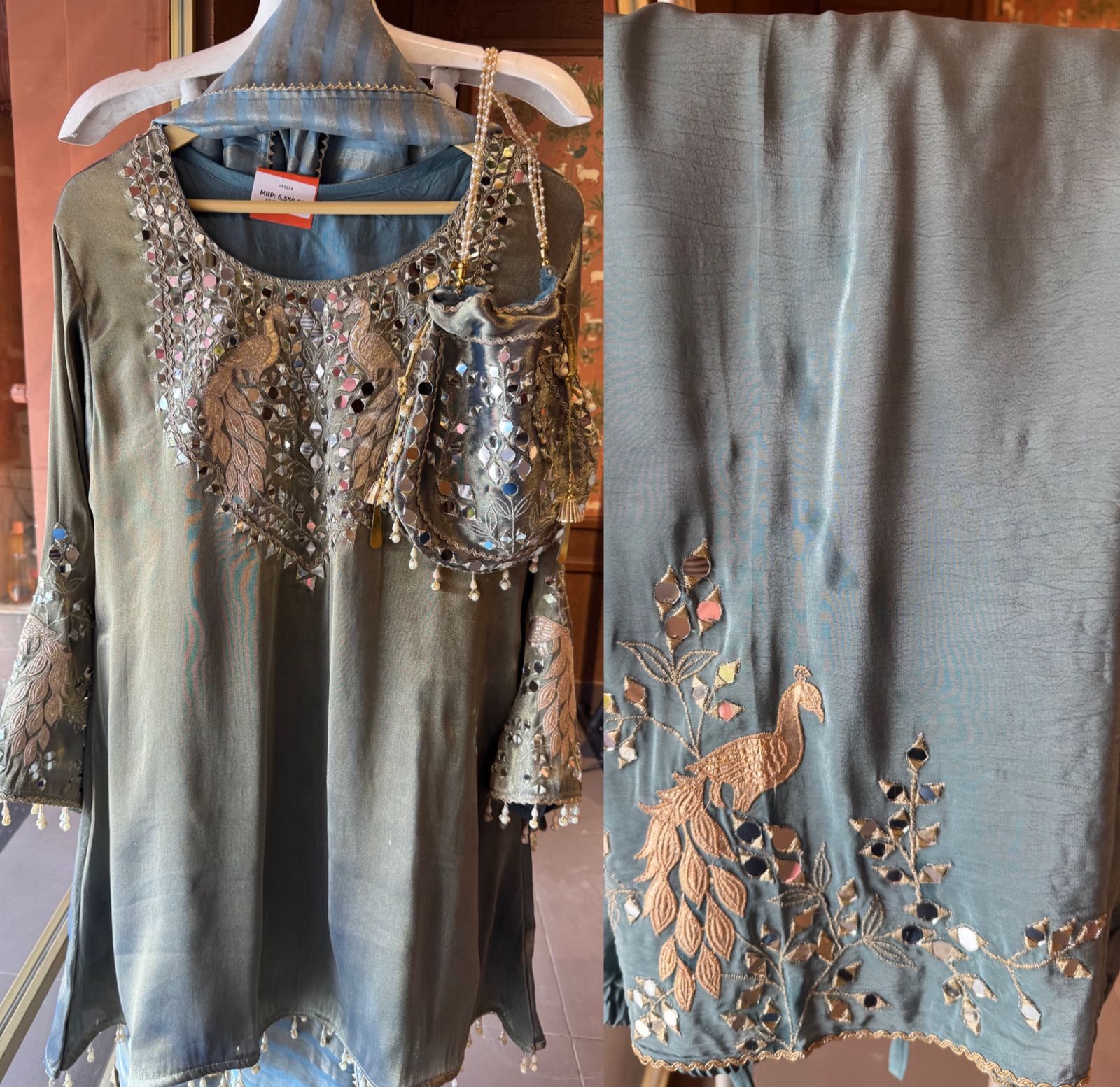 Peacock Mirror Work Designer Suit Set