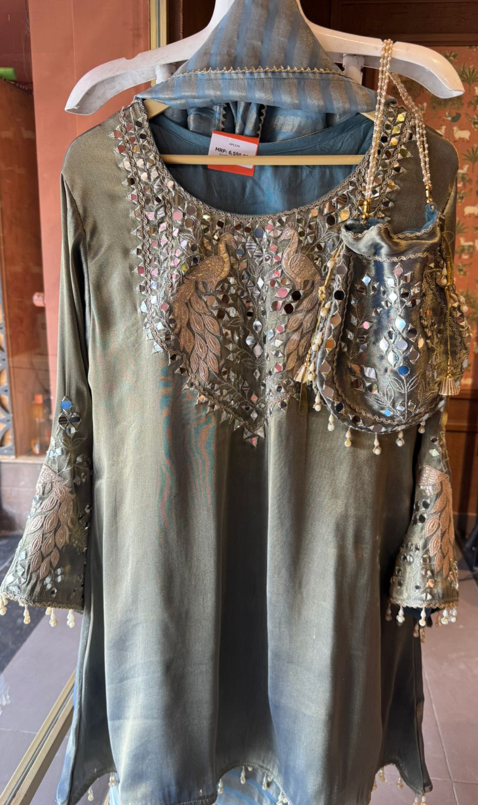 Peacock Mirror Work Designer Suit Set